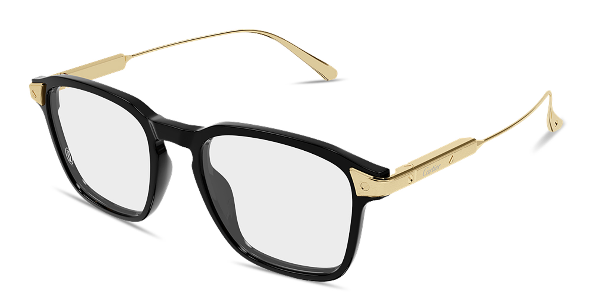 Shop Cartier Santos de Cartier Square Eyeglasses in Black online.