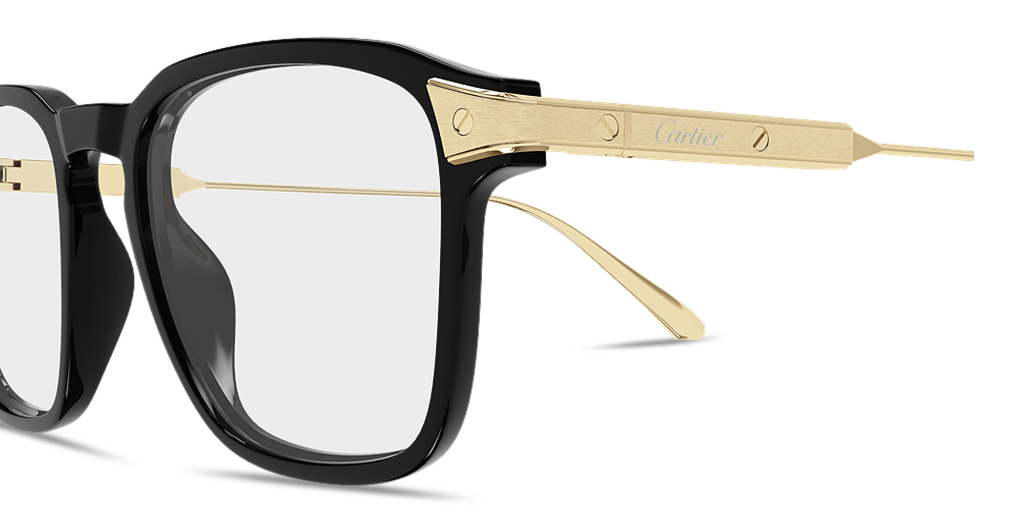 Shop Cartier Santos de Cartier Square Eyeglasses in Black online.