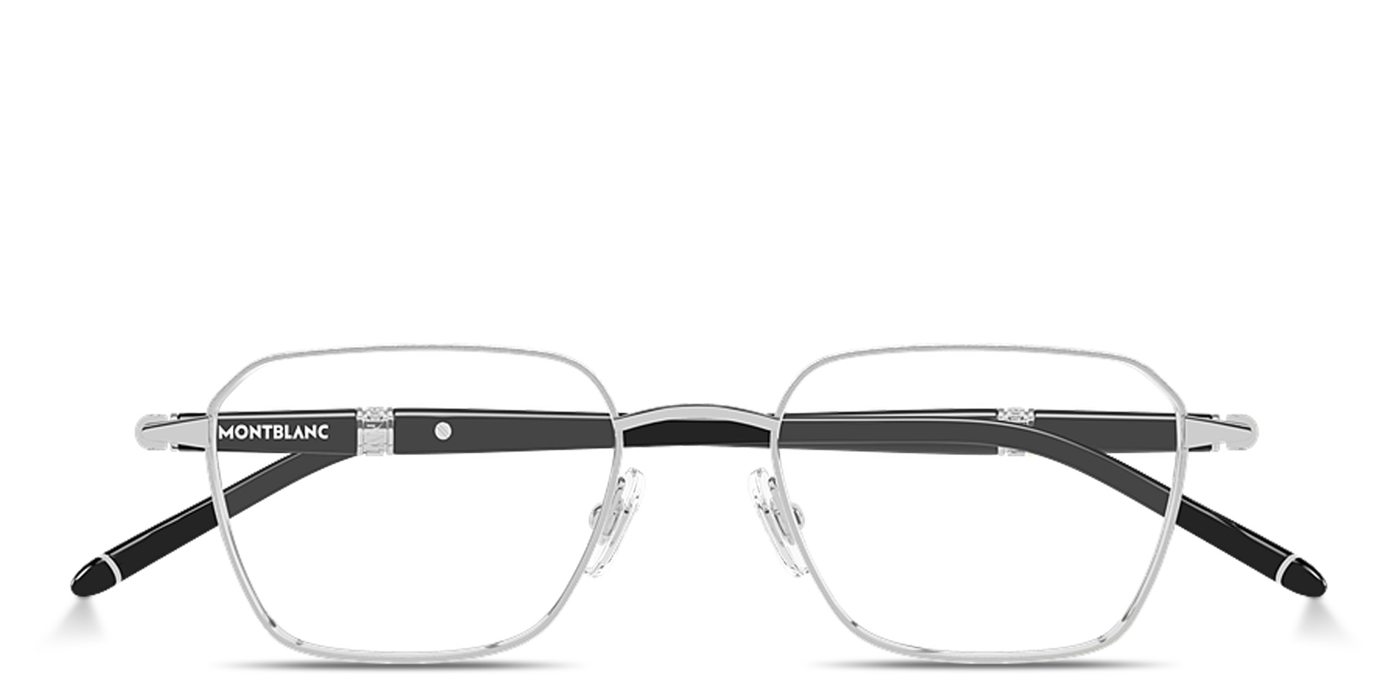 Shop MONTBLANC Meisterstück Square Eyeglasses in Silver online.