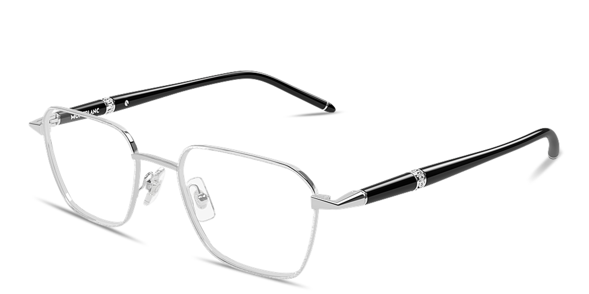 Shop MONTBLANC Meisterstück Square Eyeglasses in Silver online.