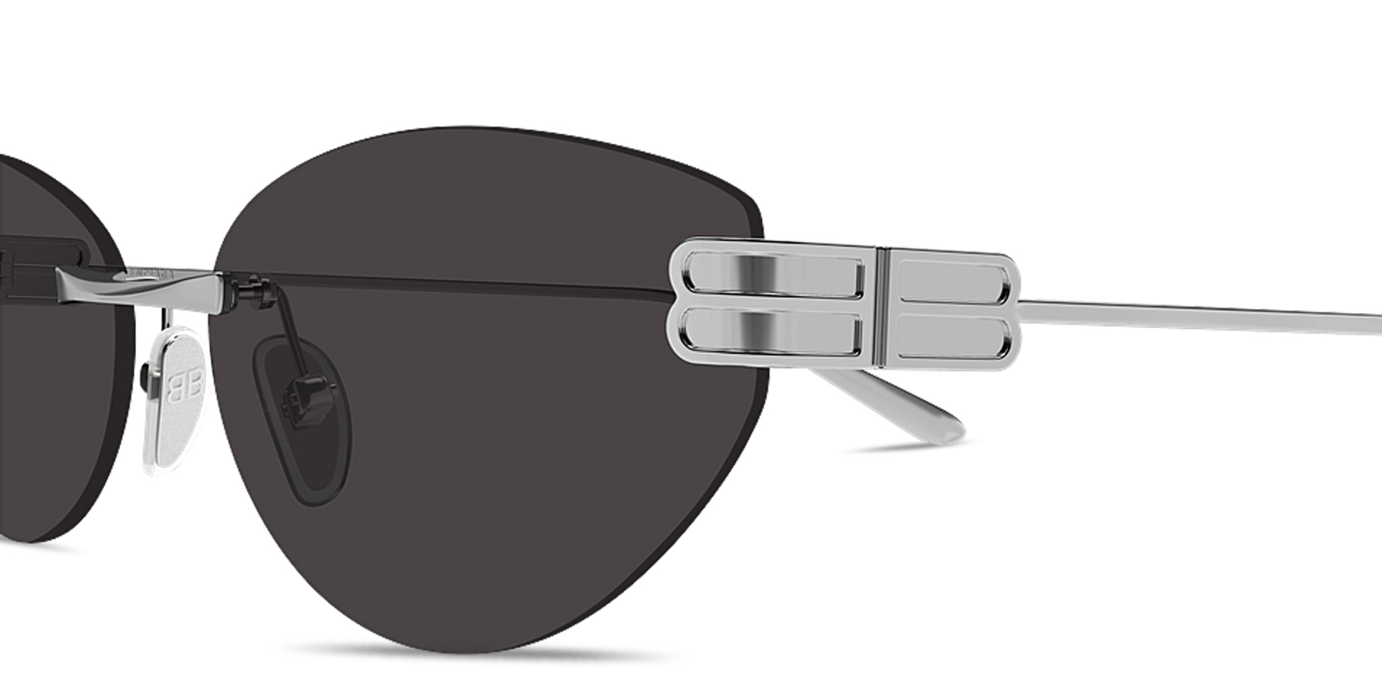 Shop BALENCIAGA Gossip Rimless Cat-Eye Sunglasses in Shiny Light Ruthenium online.