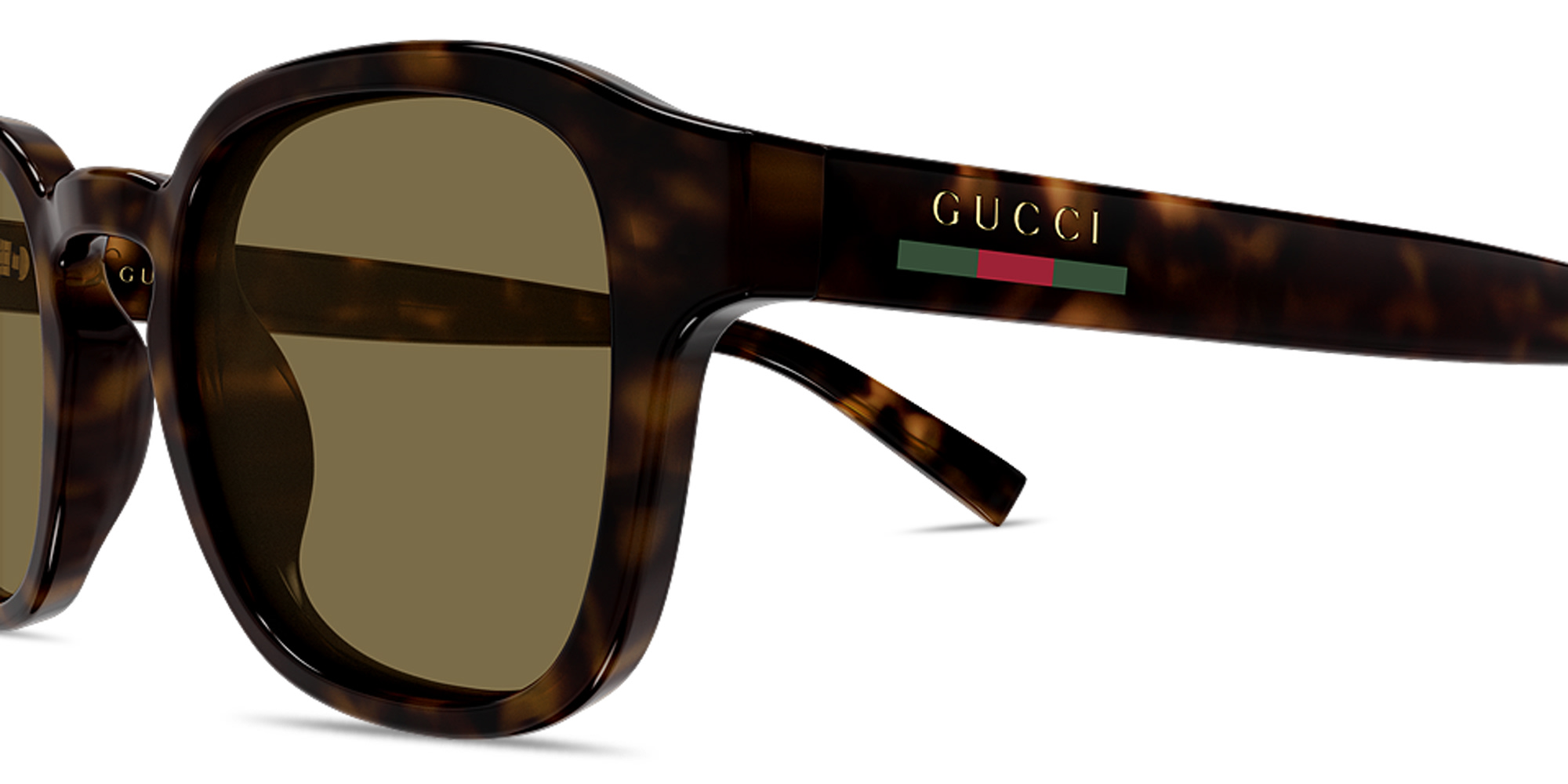 Shop GUCCI Web Round Sunglasses in Dark Havana online.