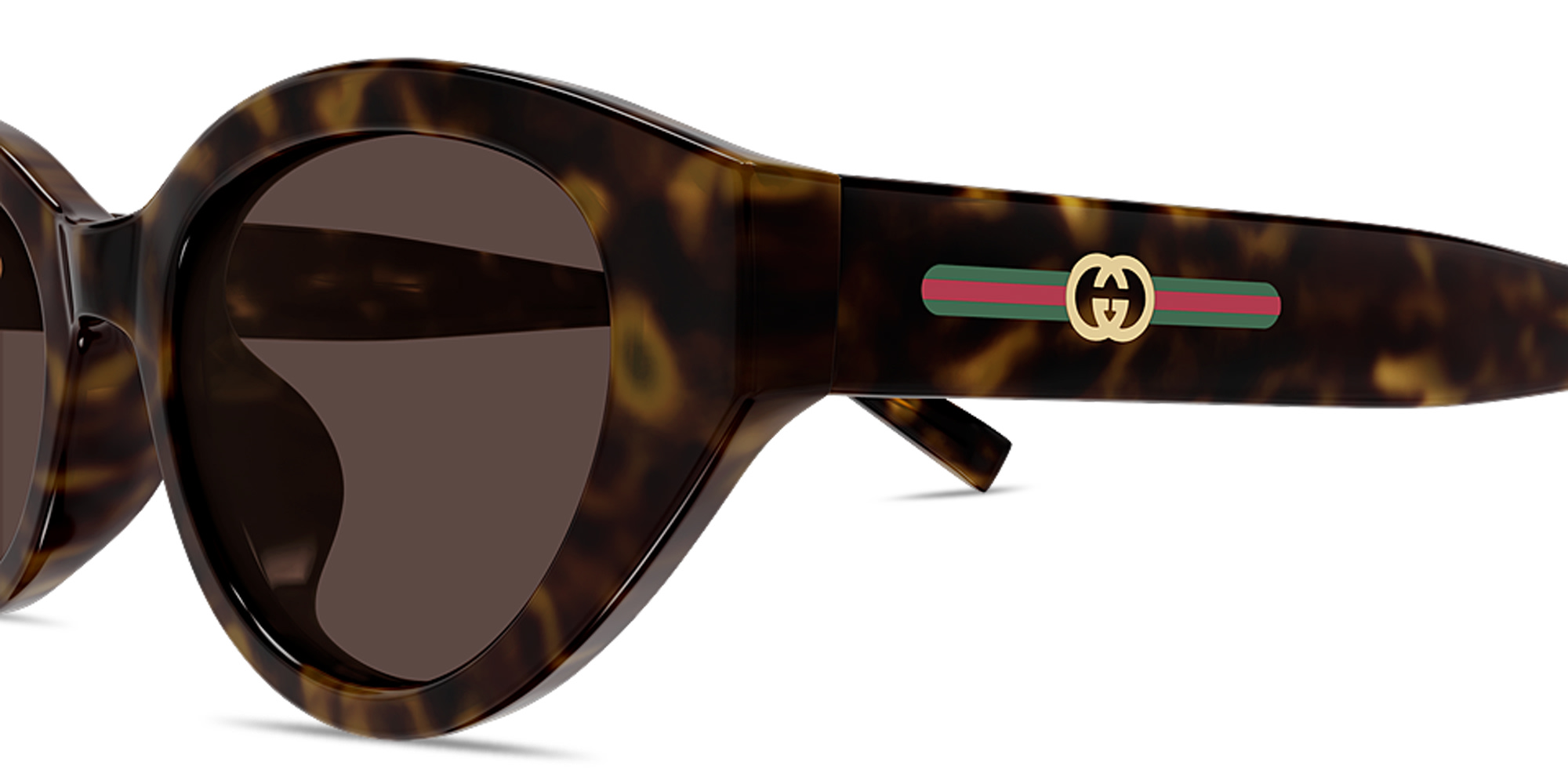 Shop GUCCI Web Cat-Eye Sunglasses in Dark Havana online.