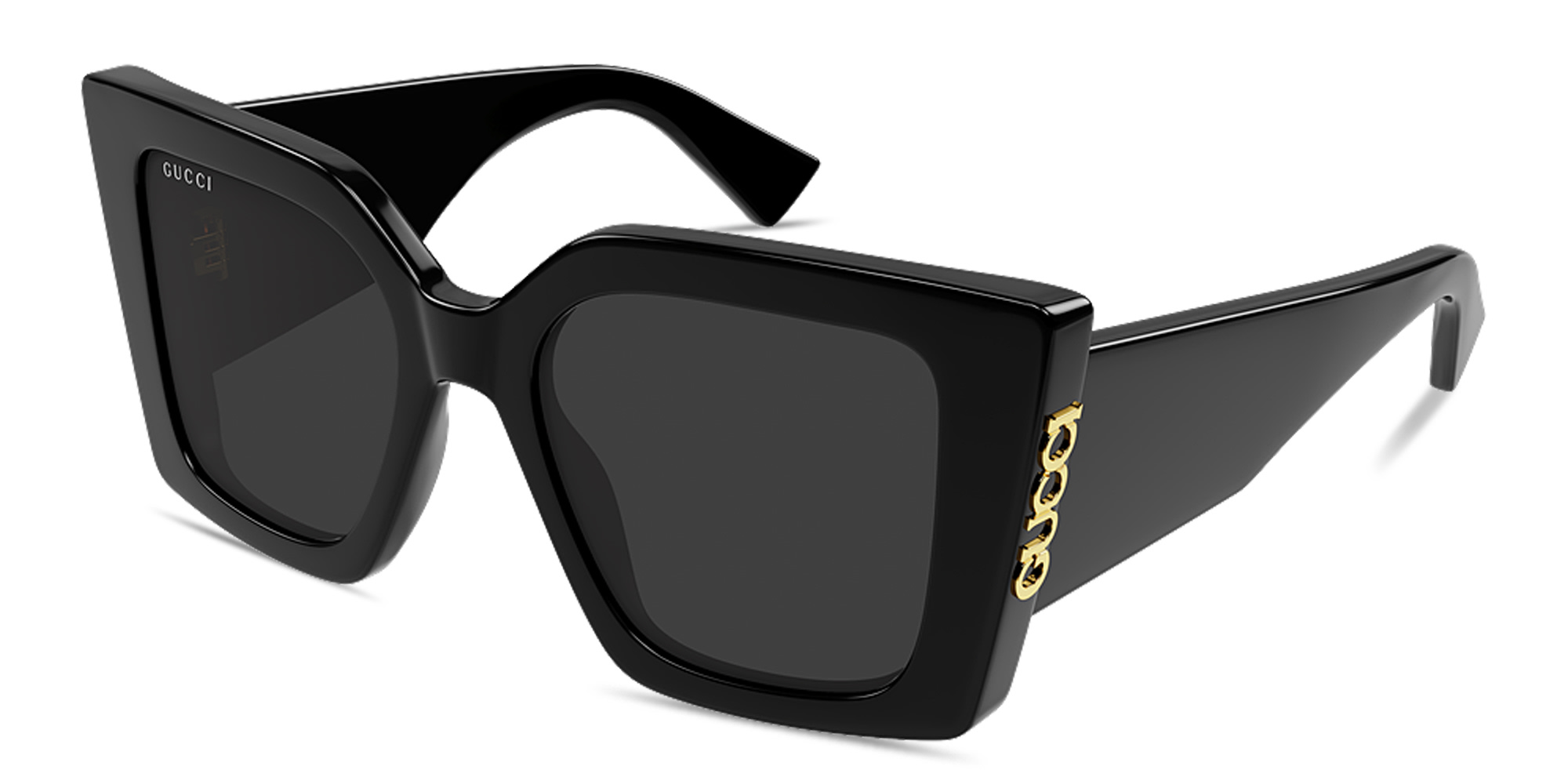 Shop GUCCI Gucci on Side Oversized Butterfly Sunglasses in Black online.
