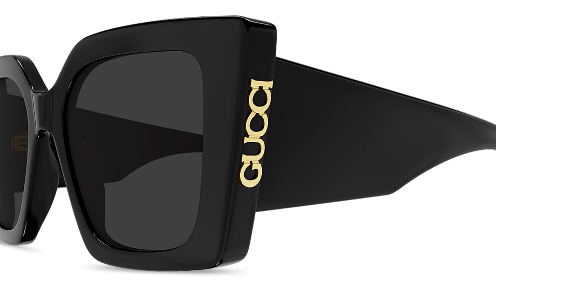 Shop GUCCI Gucci on Side Oversized Butterfly Sunglasses in Black online.