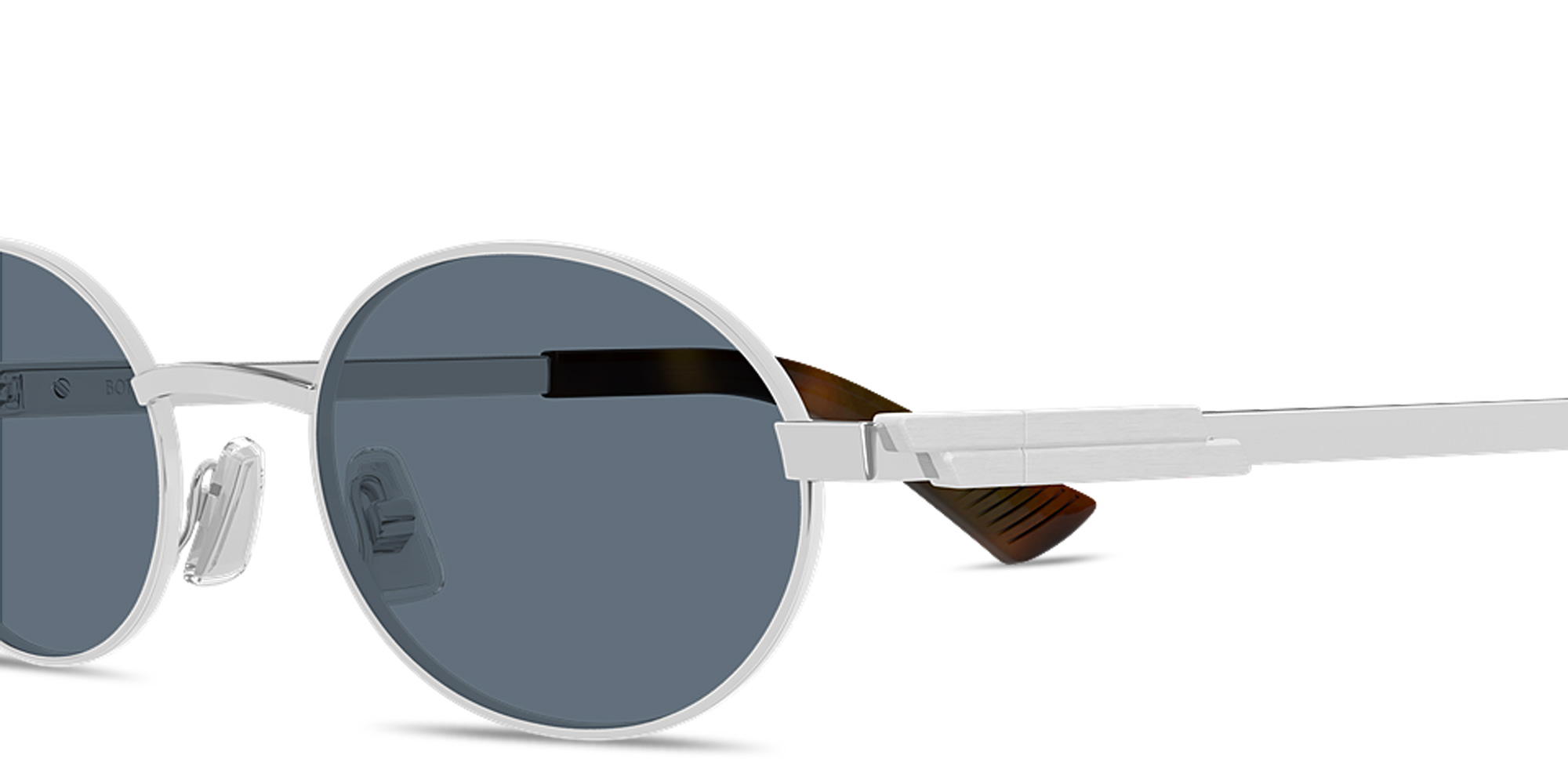 Shop BOTTEGA VENETA Ribbon Unisex Oval Sunglasses in Silver online.