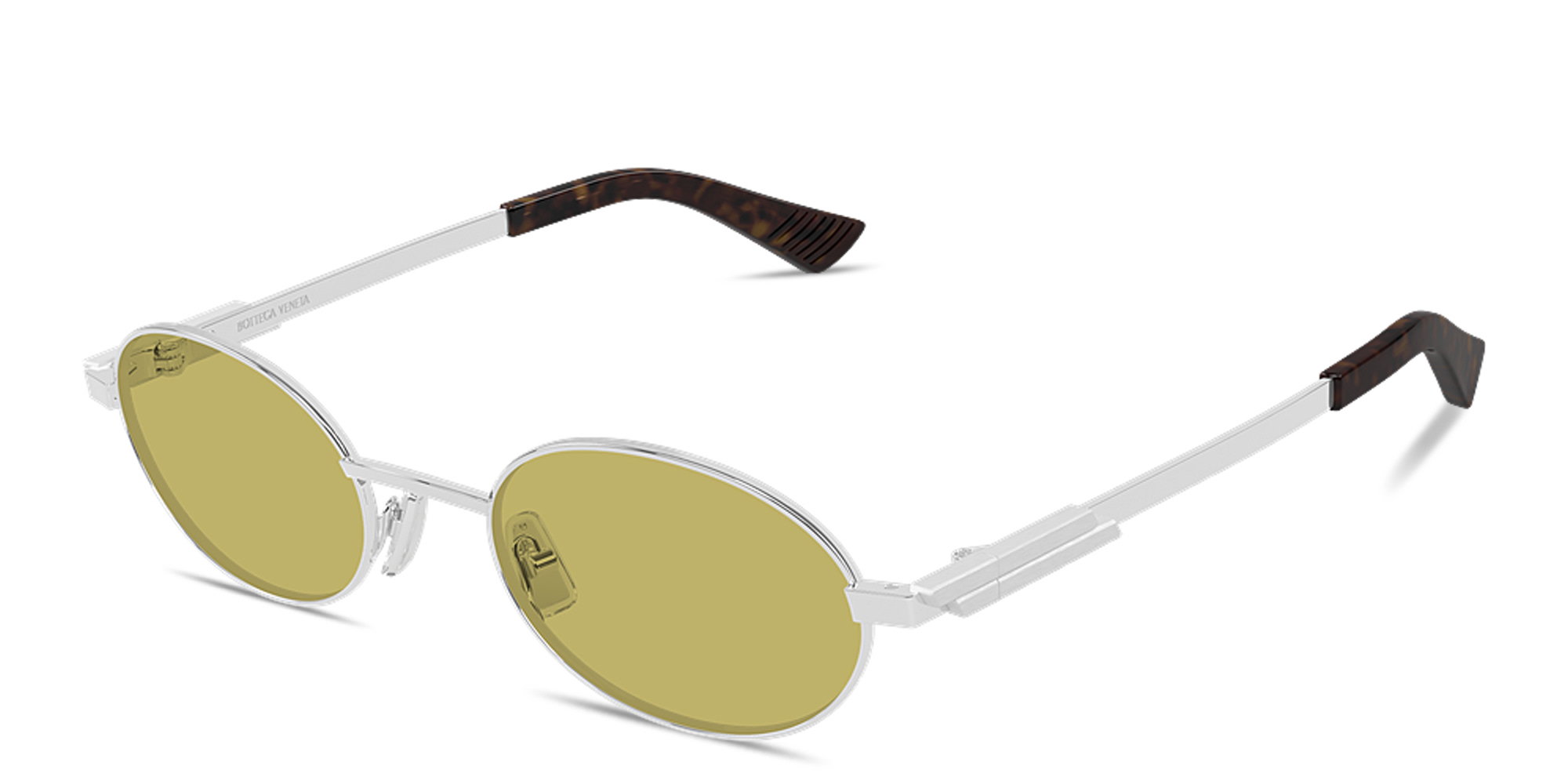 Shop BOTTEGA VENETA Ribbon Unisex Oval Sunglasses in Silver online.