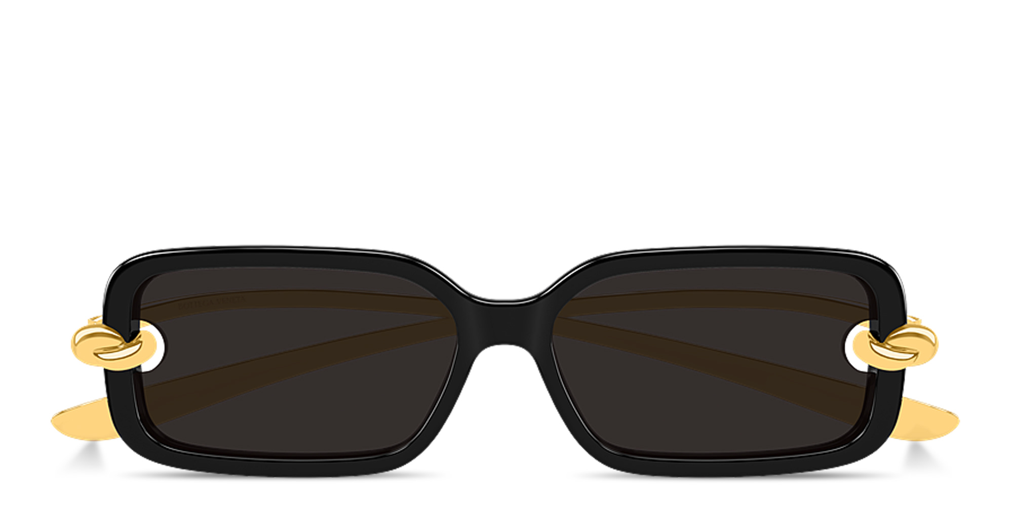 Shop BOTTEGA VENETA Knot Rectangle Sunglasses in Shiny Black online.