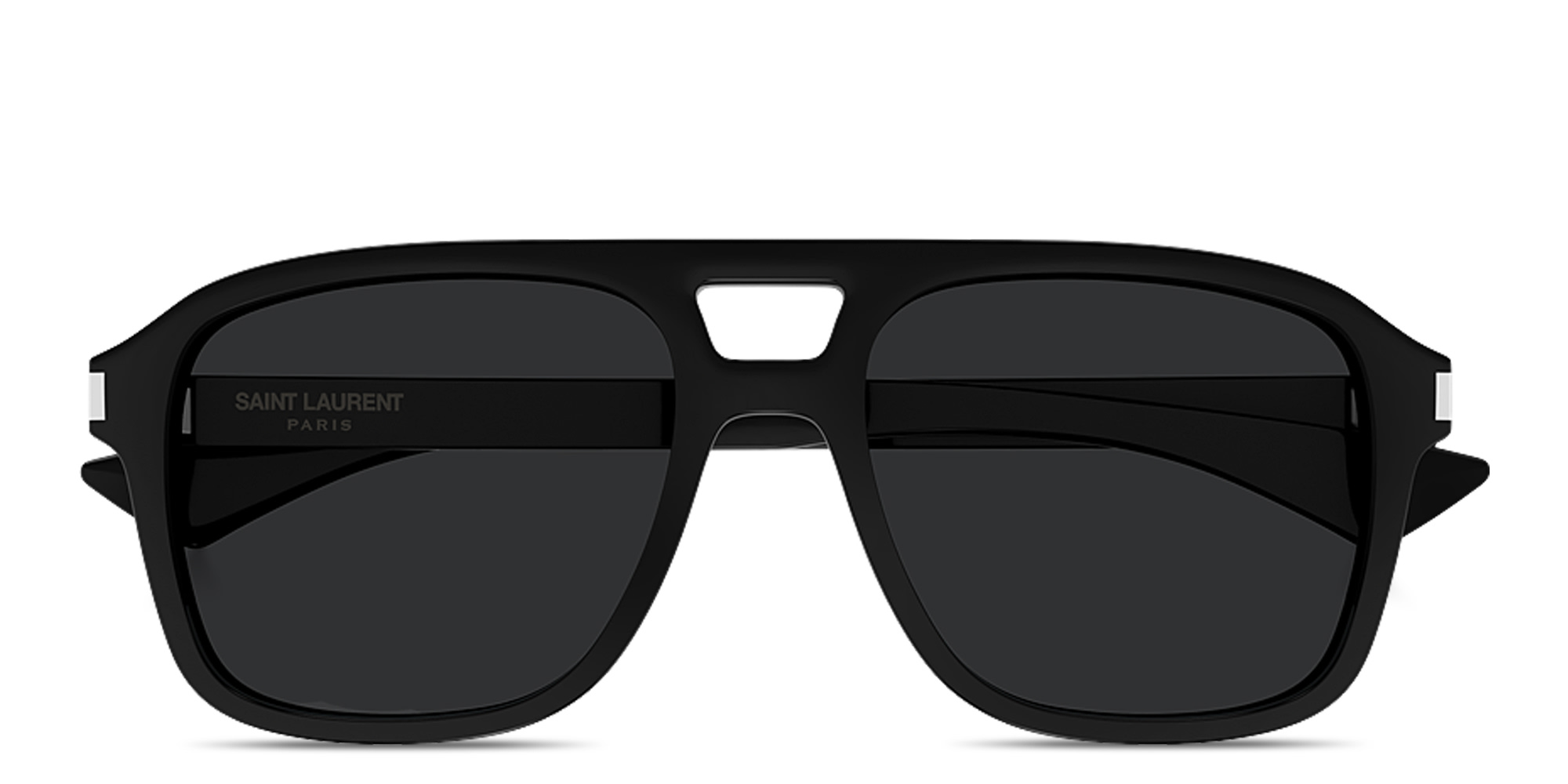 Shop SAINT LAURENT Naked Wire Core Unisex Pilot Sunglasses in Black online.