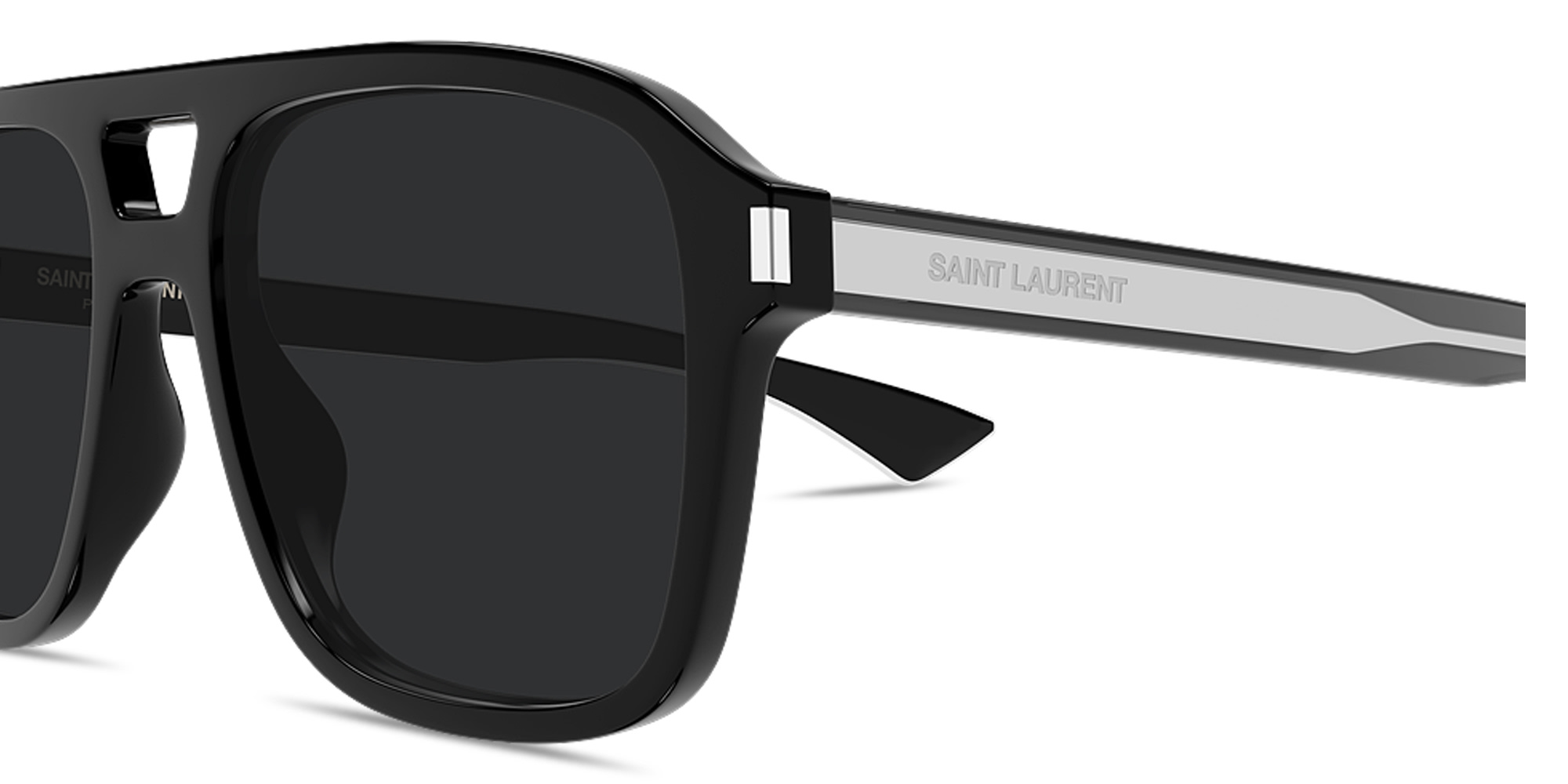 Shop SAINT LAURENT Naked Wire Core Unisex Pilot Sunglasses in Black online.