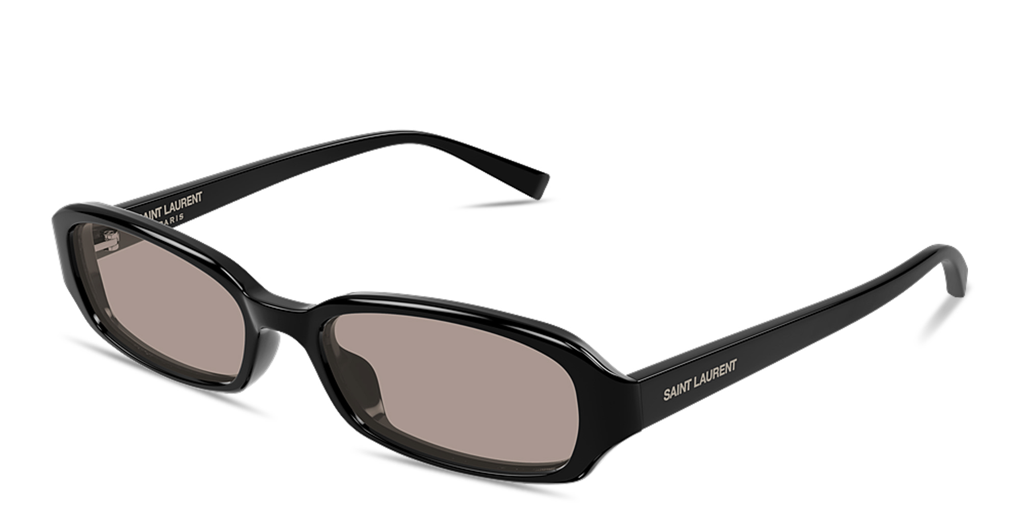 Shop SAINT LAURENT SL 872 Erin Oval Sunglasses in Shiny Black online.
