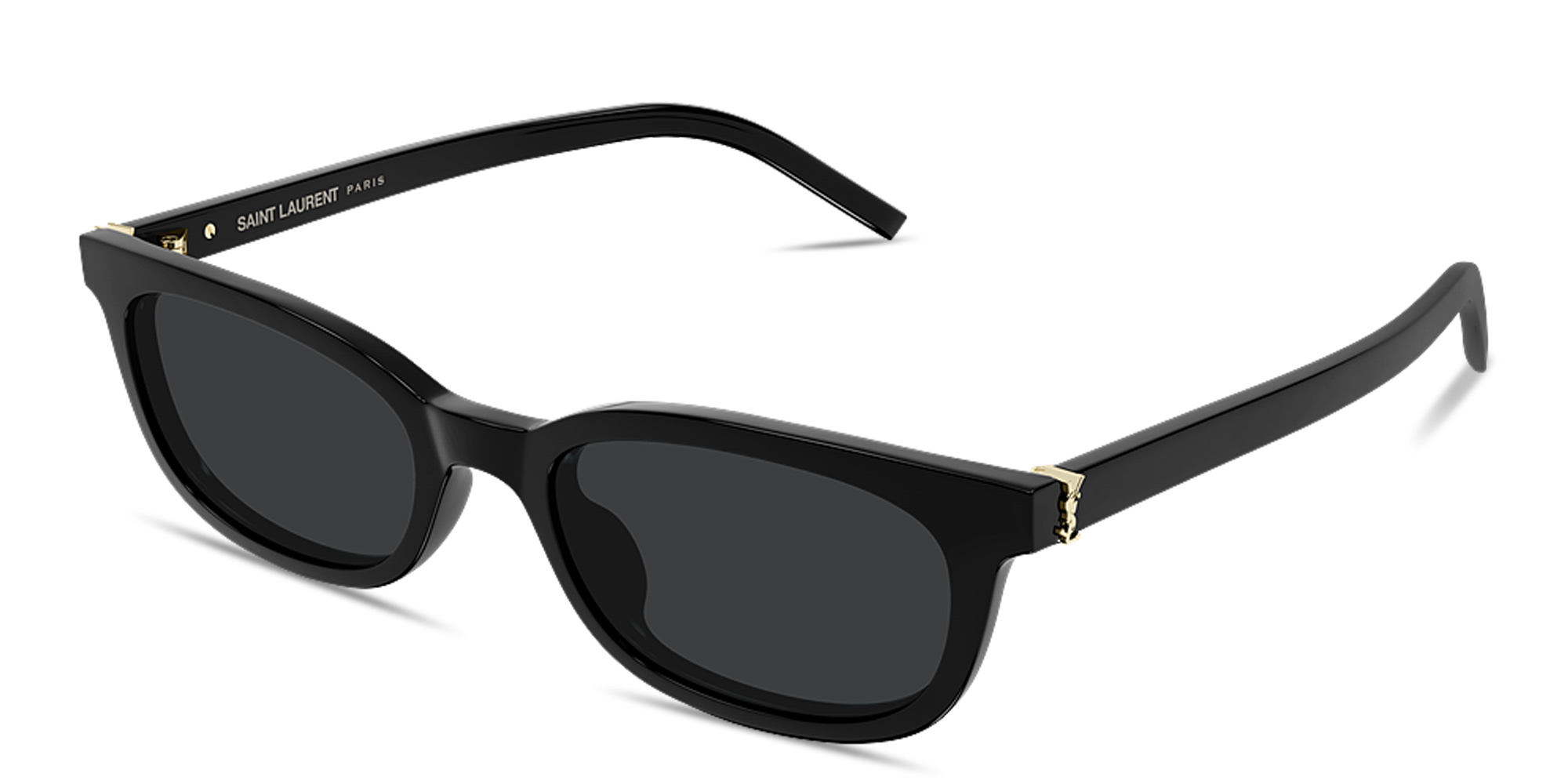 Shop SAINT LAURENT Monogram Hinge Cat-Eye Sunglasses in Shiny Black online.