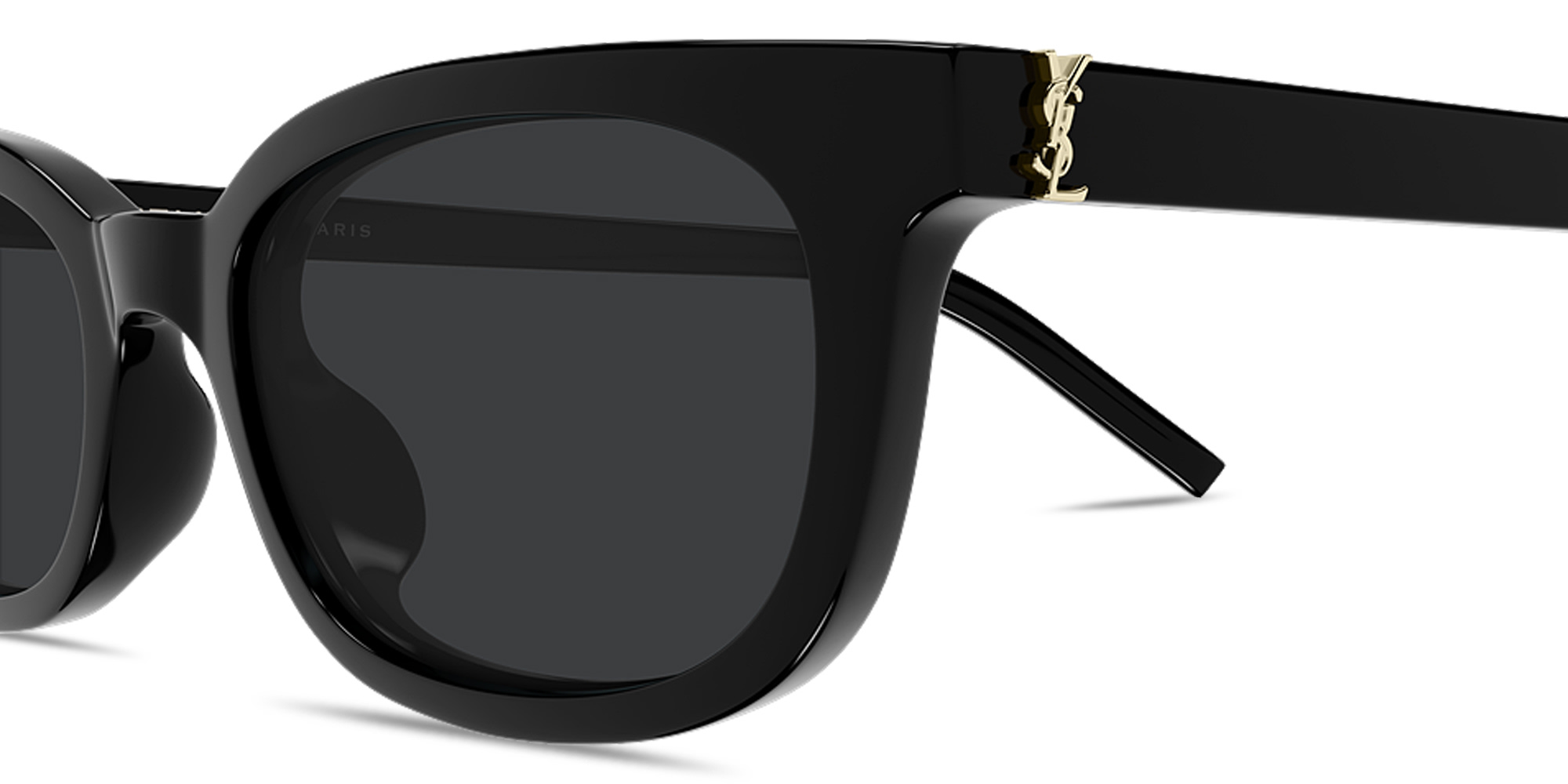 Shop SAINT LAURENT Monogram Hinge Cat-Eye Sunglasses in Shiny Black online.