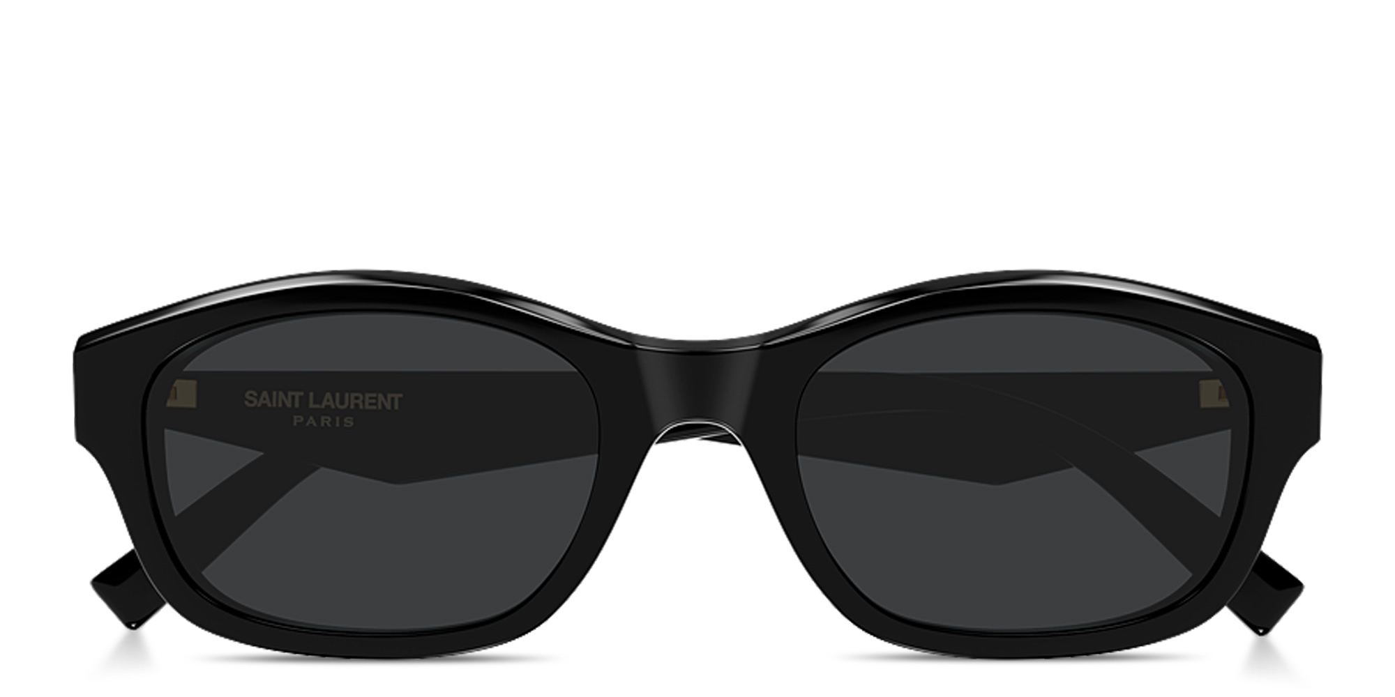 Shop SAINT LAURENT Monogram YSL Rectangle Sunglasses in Shiny Black online.