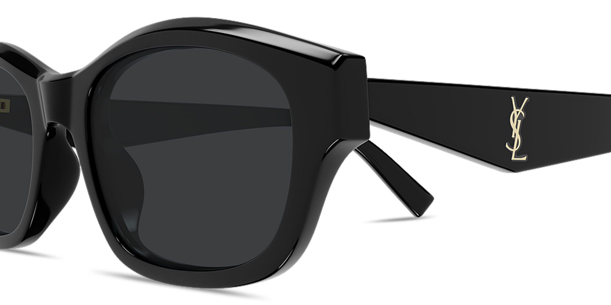 Shop SAINT LAURENT Monogram YSL Rectangle Sunglasses in Shiny Black online.
