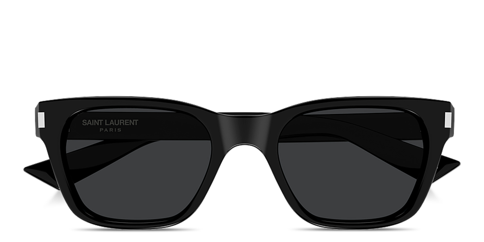 Shop SAINT LAURENT Corner Angle Unisex Square Sunglasses in Shiny Black online.