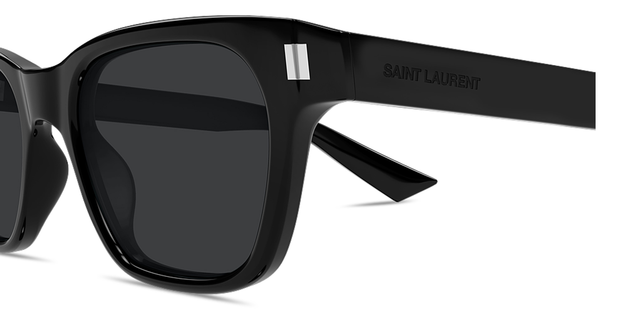 Shop SAINT LAURENT Corner Angle Unisex Square Sunglasses in Shiny Black online.