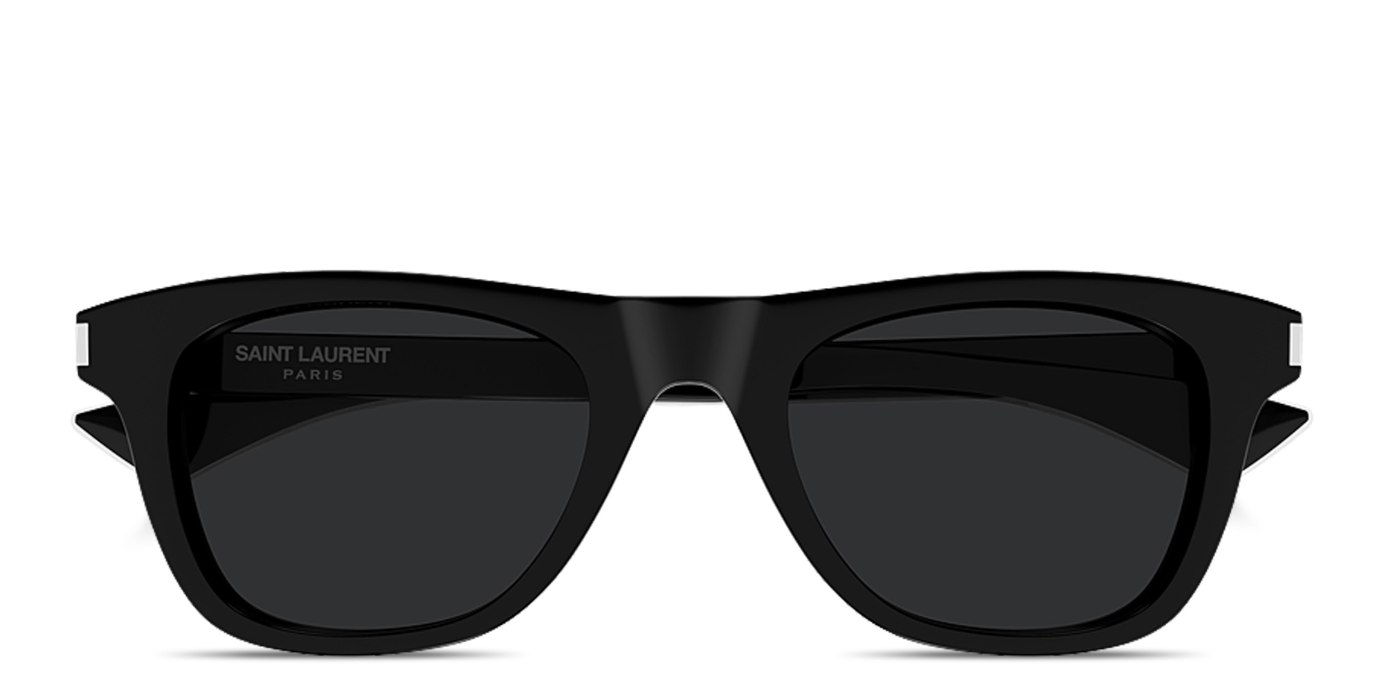 Shop SAINT LAURENT Naked Wire Core Rectangle Sunglasses in Black online.