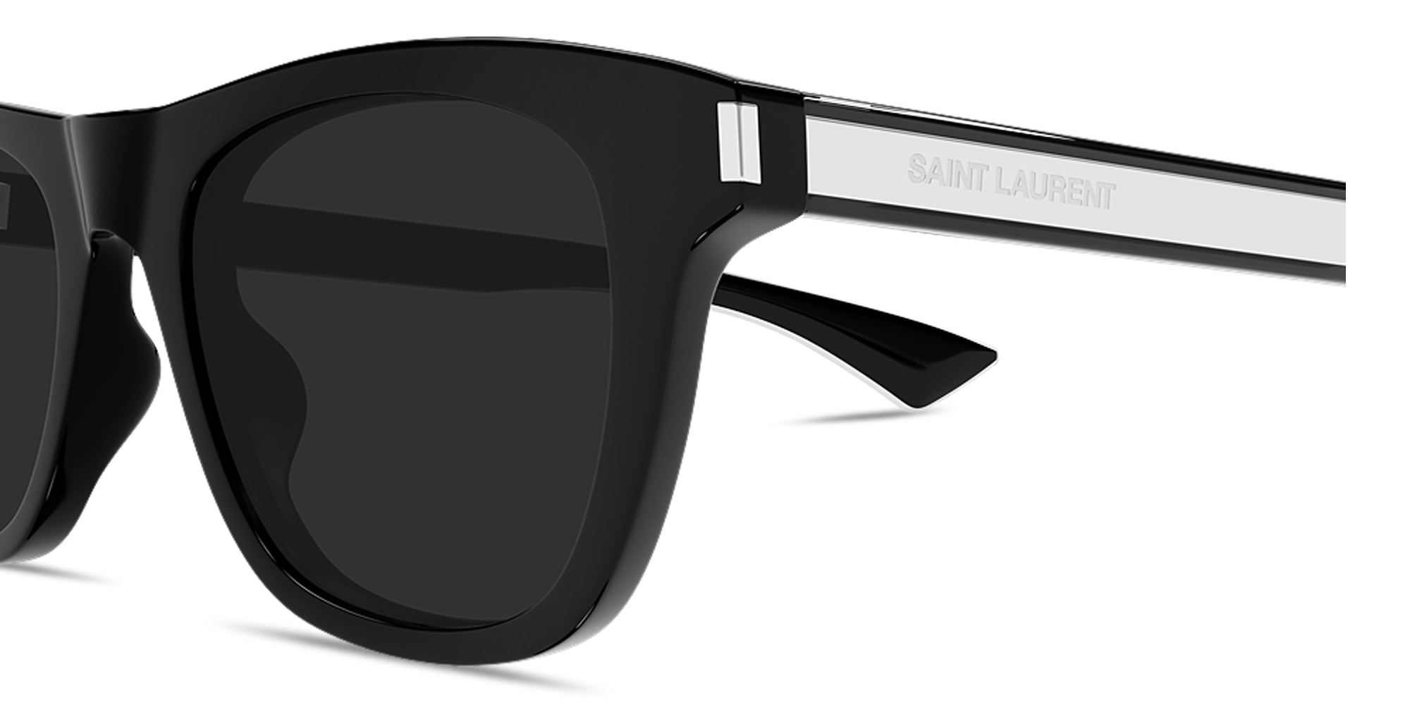 Shop SAINT LAURENT Naked Wire Core Rectangle Sunglasses in Black online.