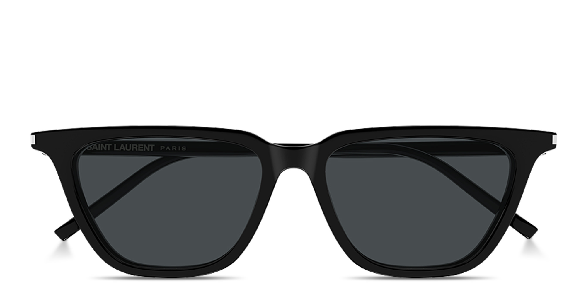 Shop SAINT LAURENT Thin Acetate Cat-Eye Sunglasses in Shiny Black online.