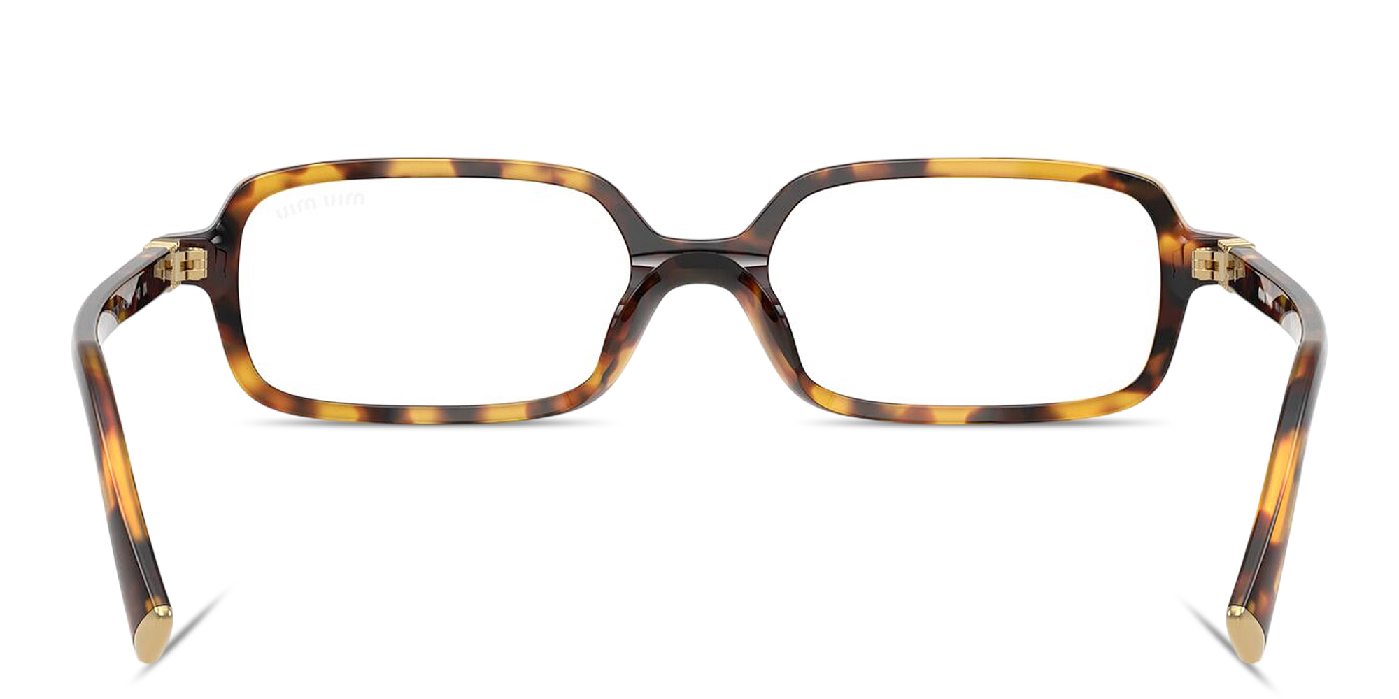 Shop MIU MIU Regard Rectangle Eyeglasses in Honey Havana online.