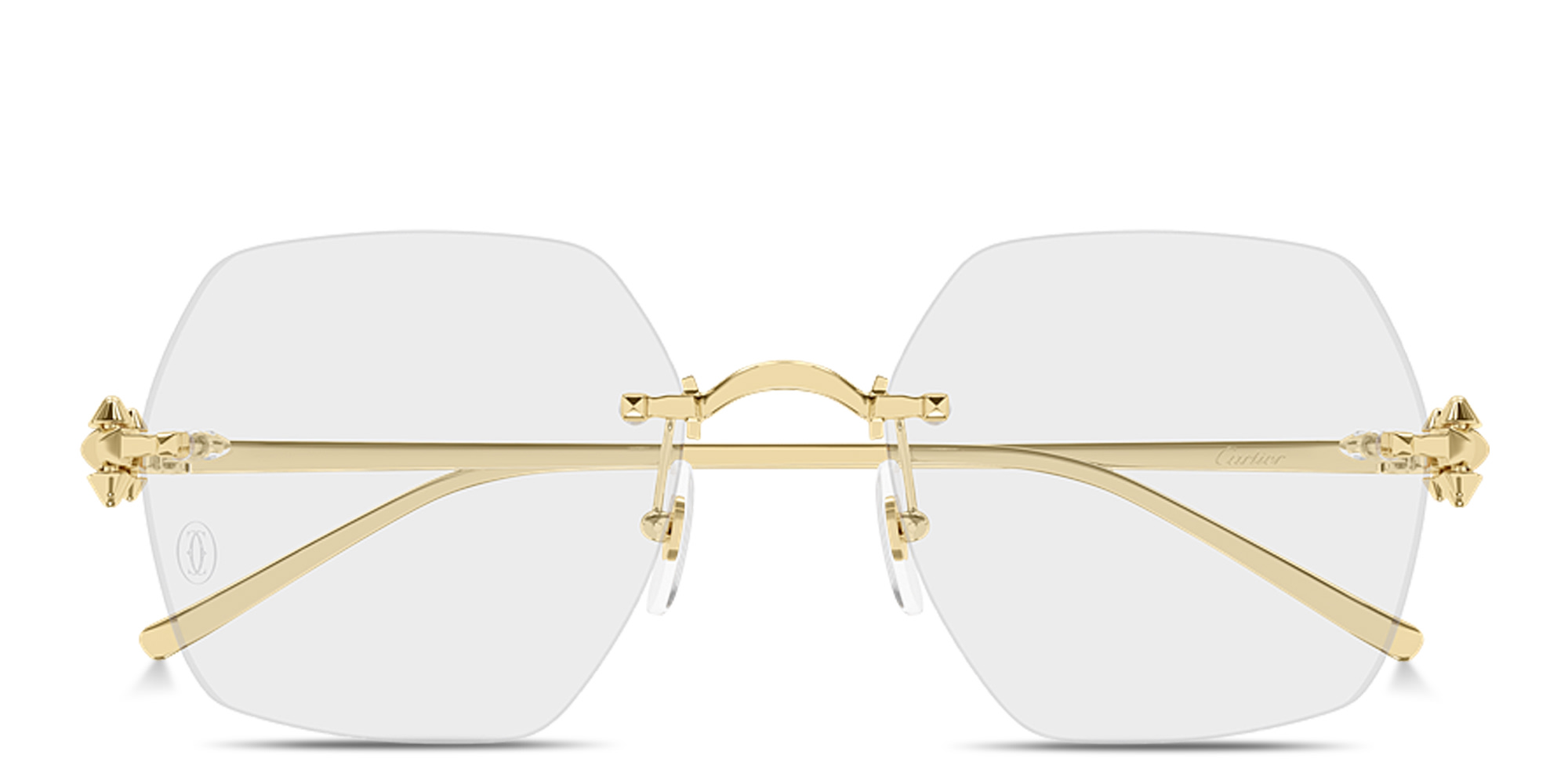 Shop Cartier Clash de Cartier Oversized Rimless Irregular Eyeglasses in Gold online.