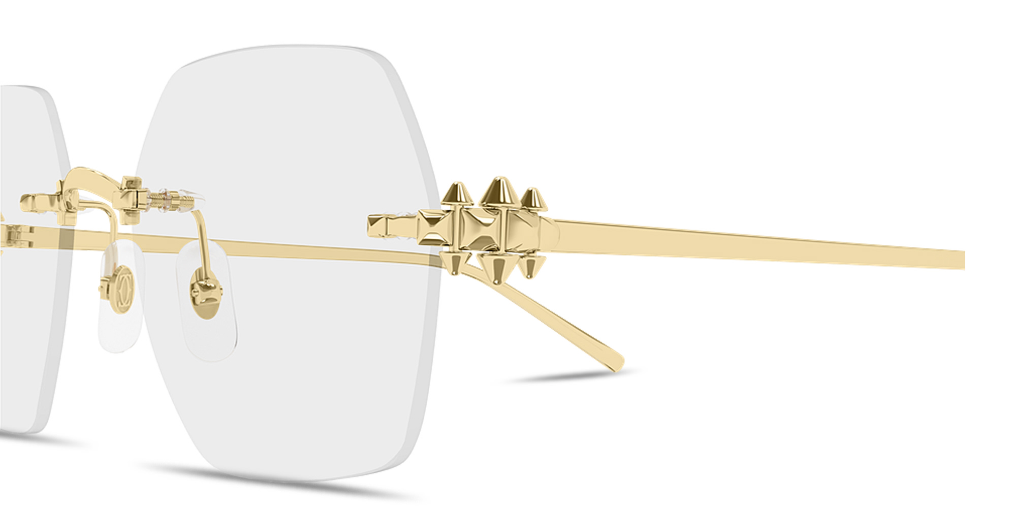 Shop Cartier Clash de Cartier Oversized Rimless Irregular Eyeglasses in Gold online.