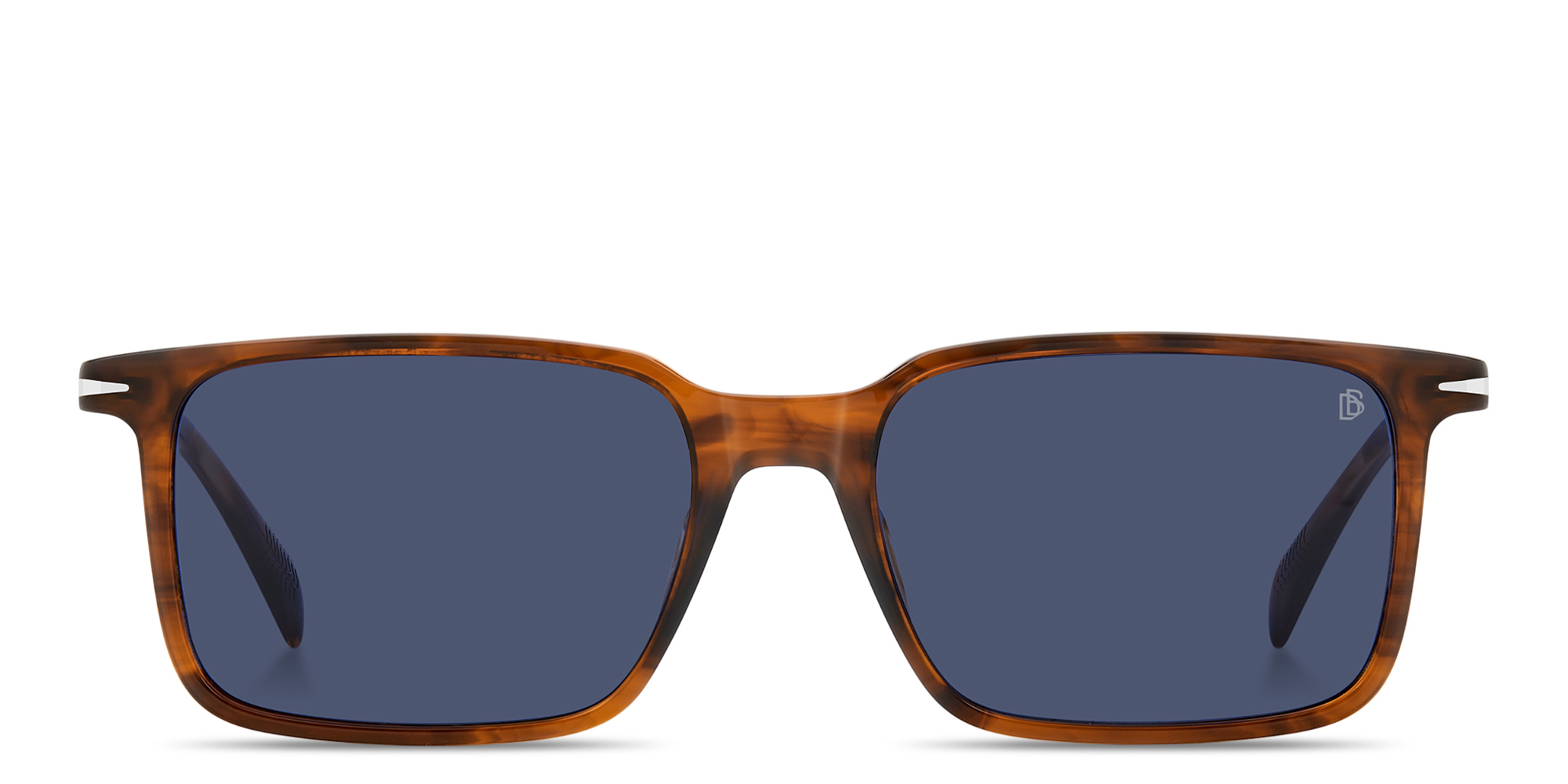 Shop DAVID BECKHAM Talisman Rectangle Sunglasses in Brown Horn online.