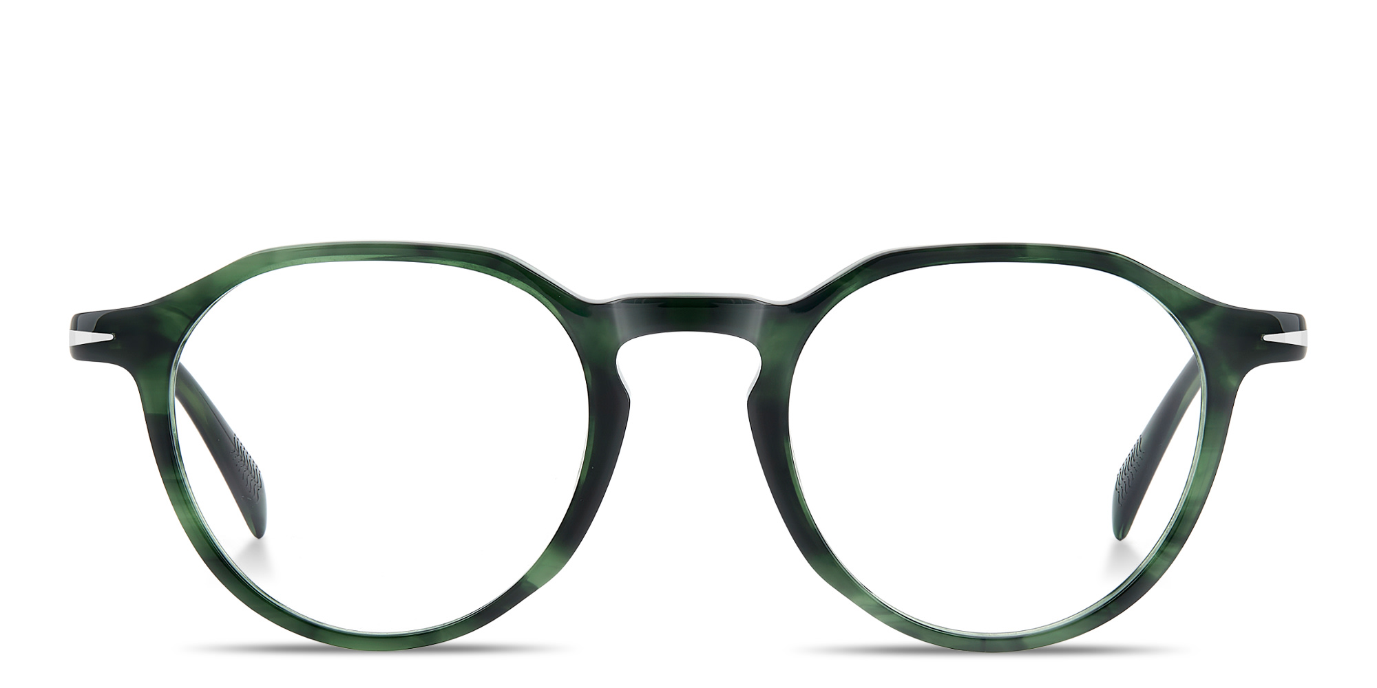 Shop DAVID BECKHAM Talisman Panthos Eyeglasses in Green Horn online.