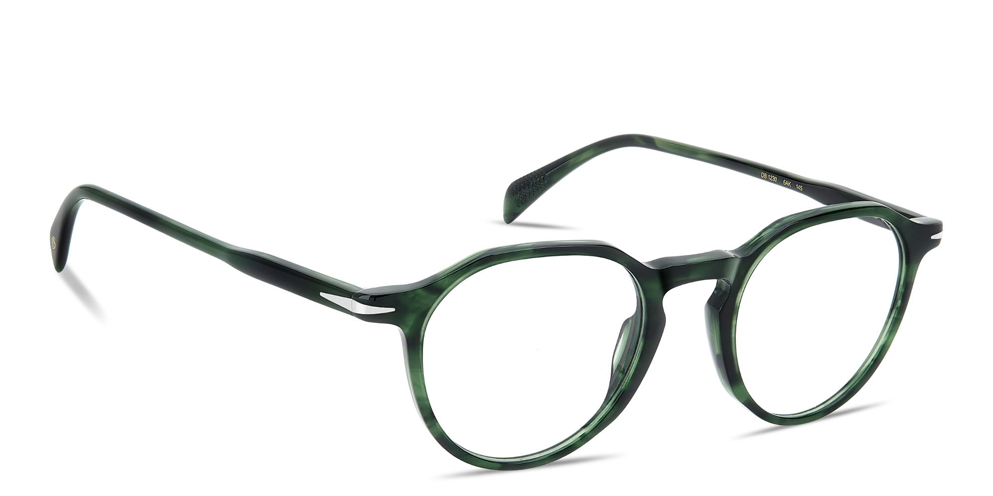 Shop DAVID BECKHAM Talisman Panthos Eyeglasses in Green Horn online.