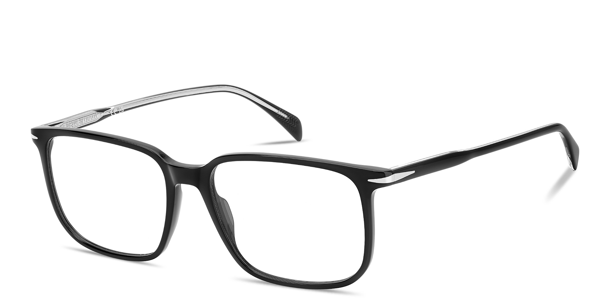 Shop DAVID BECKHAM Talisman Wide Rectangle Eyeglasses in Black online.