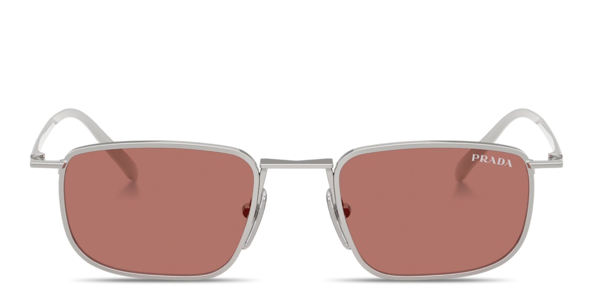 Shop PRADA Engraved Logo Pillow Sunglasses in Silver online.