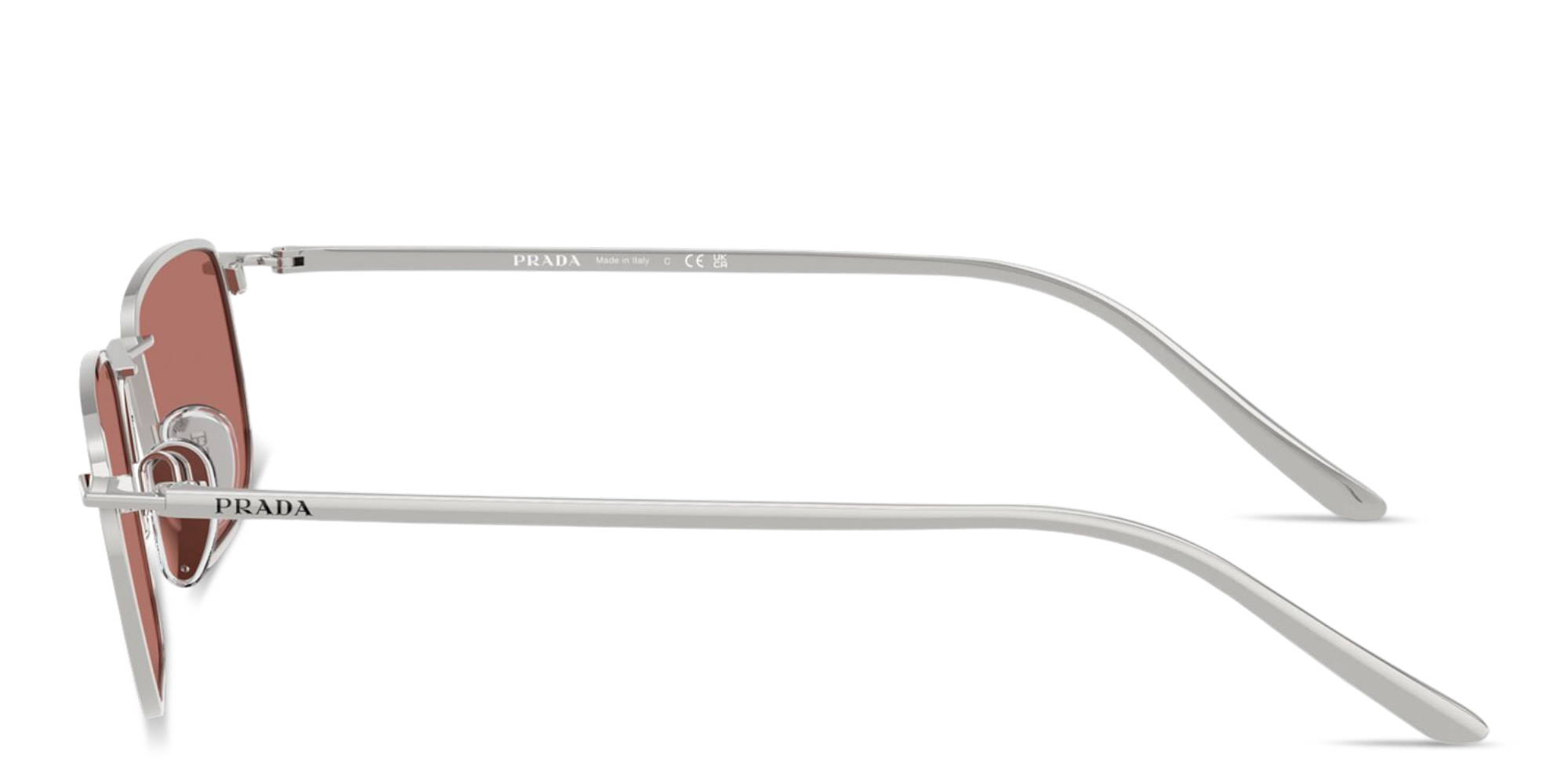 Shop PRADA Engraved Logo Pillow Sunglasses in Silver online.