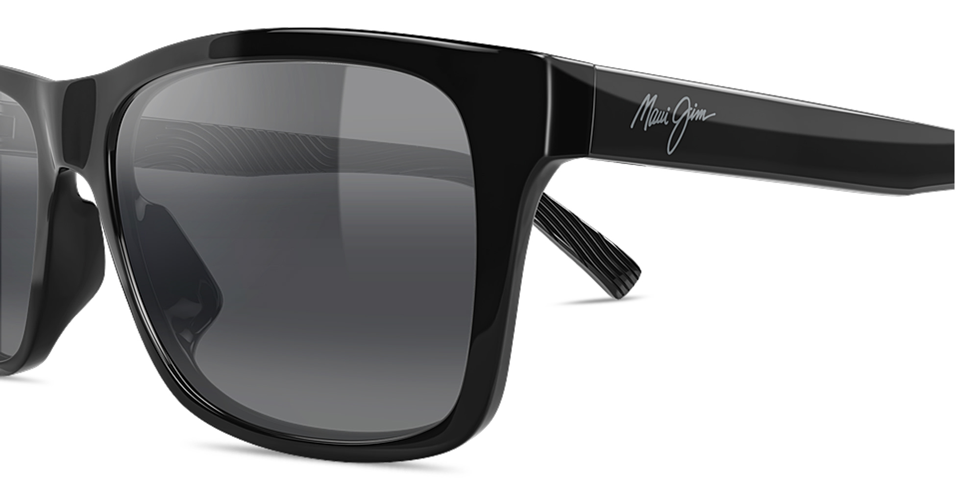 Shop Maui Jim KŌWELO Rectangle Sunglasses in Shiny Black online.