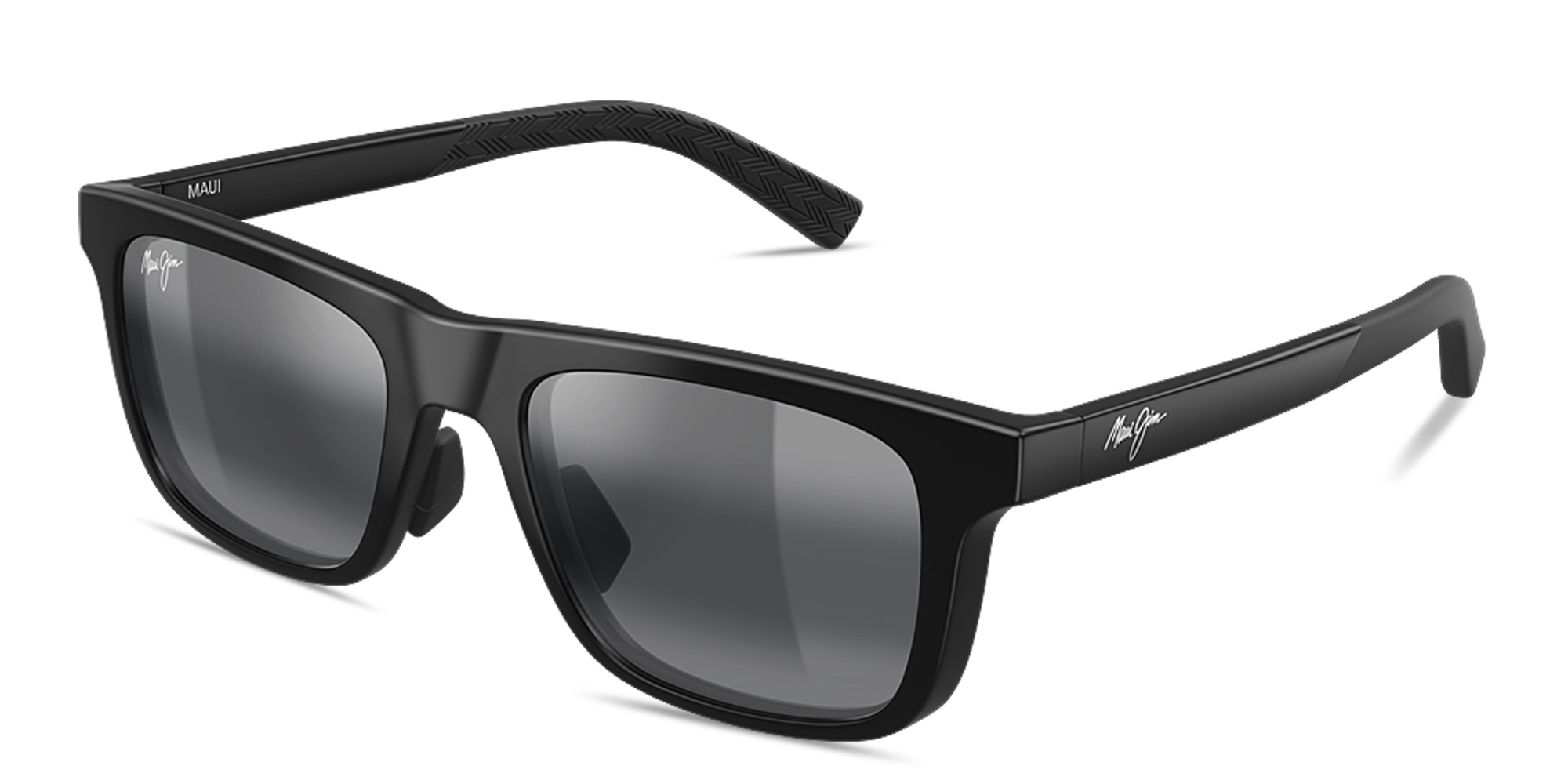 Shop Maui Jim Moaka Rectangle Sunglasses in Matte Black online.
