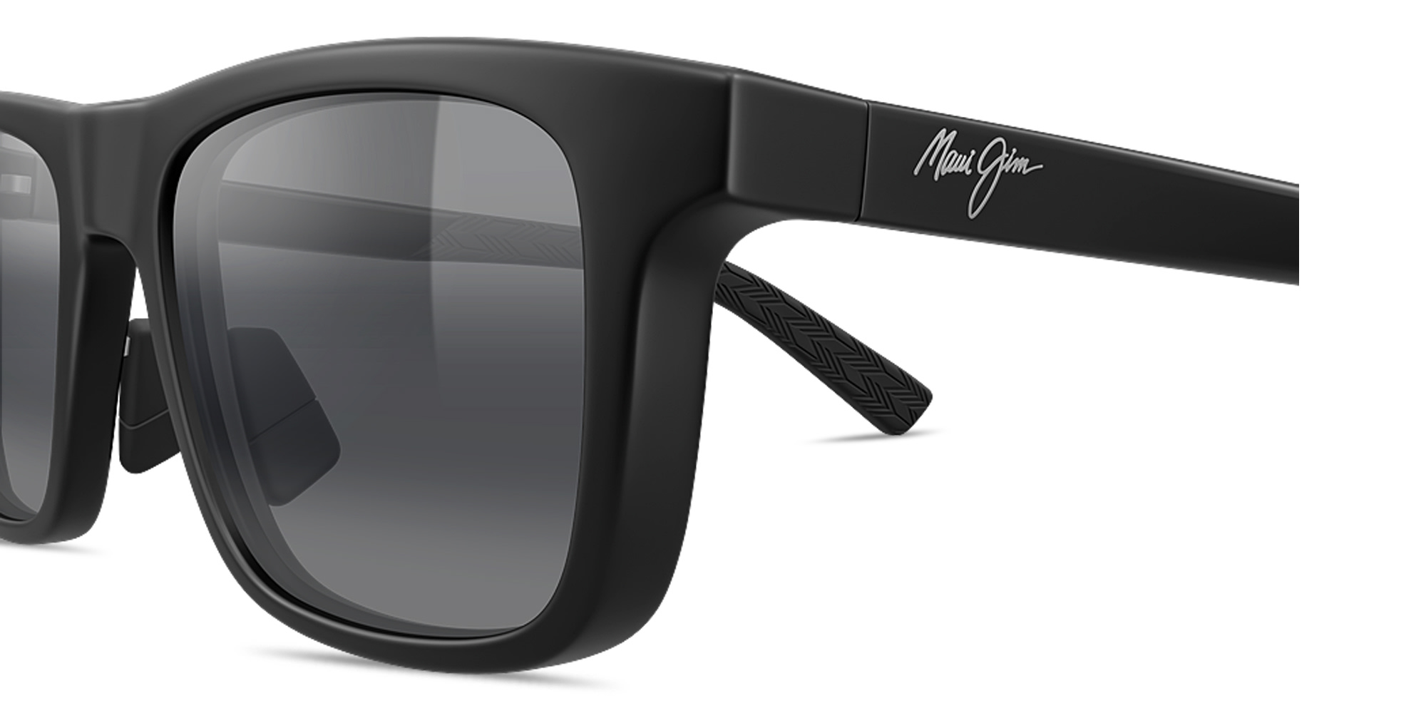 Shop Maui Jim Moaka Rectangle Sunglasses in Matte Black online.
