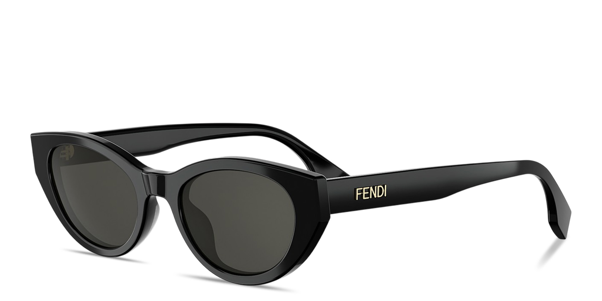 Shop FENDI Lettering Oval Sunglasses in Black online.