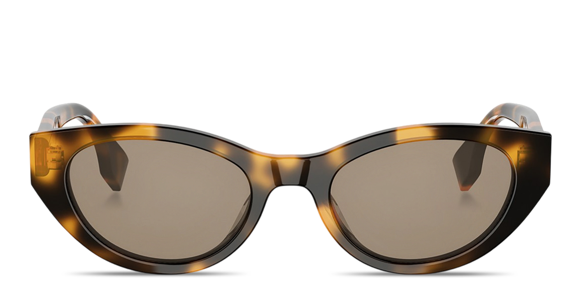 Shop FENDI Lettering Oval Sunglasses in Dark Havana online.
