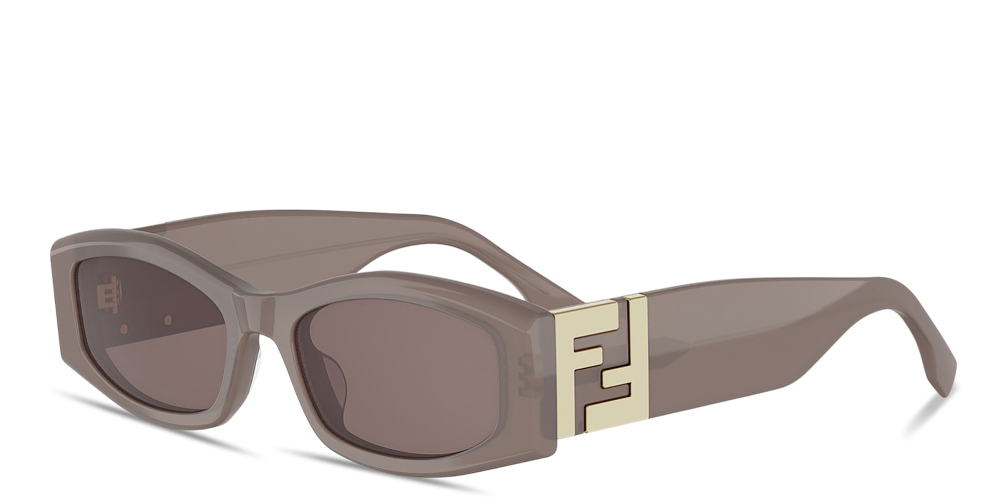 Shop FENDI Forever Fendi Rectangle Sunglasses in Shiny Opaline Brown online.