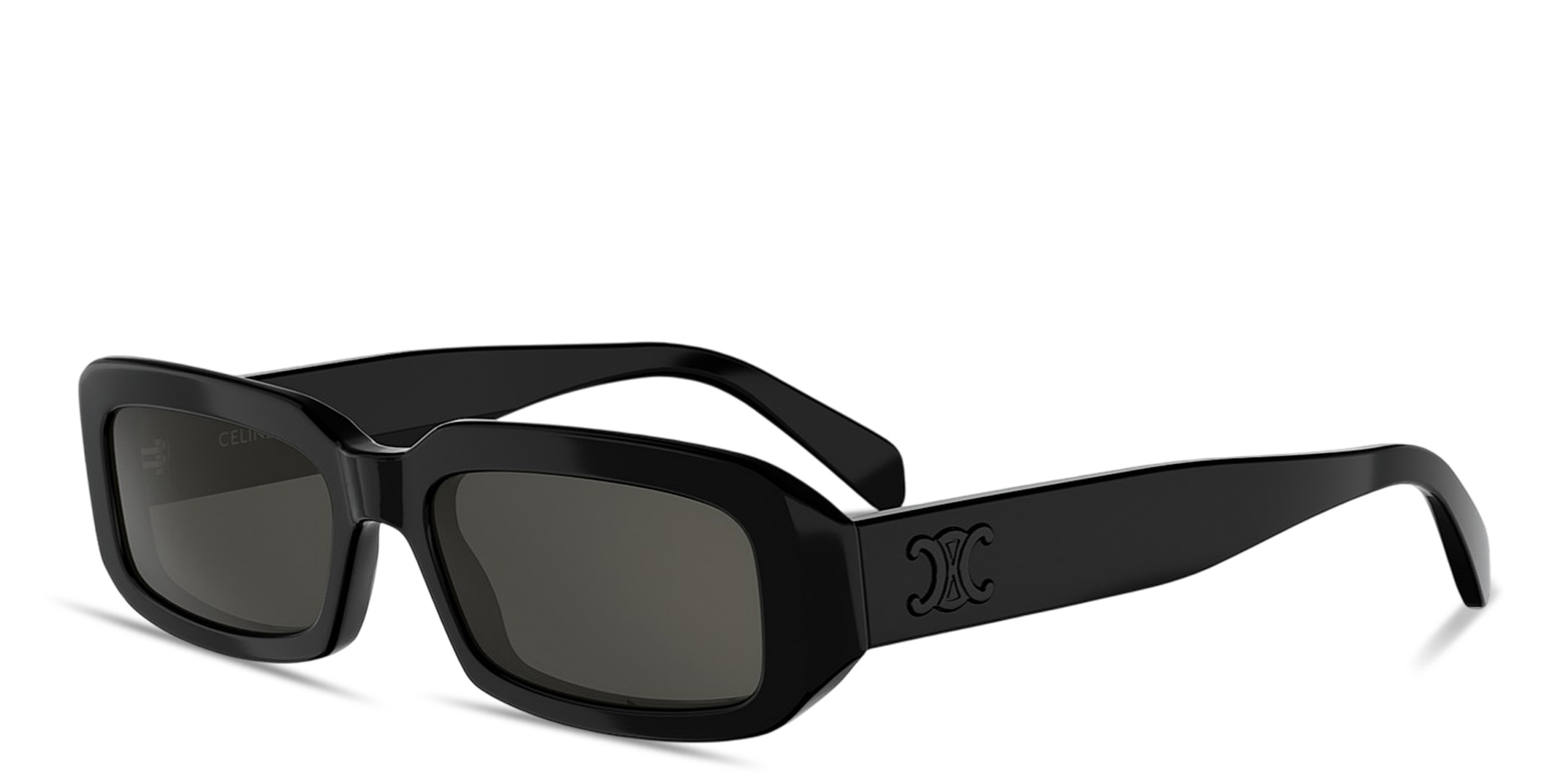 Shop CELINE Triomphe Rectangle Sunglasses in Black online.