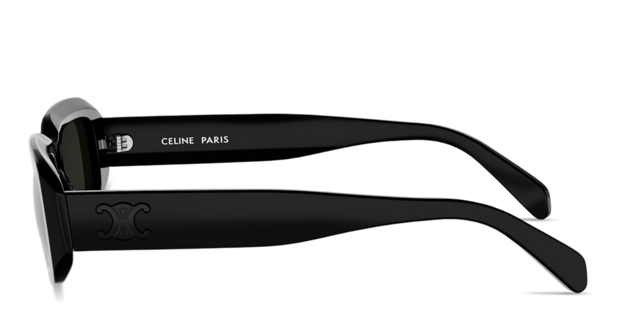 Shop CELINE Triomphe Rectangle Sunglasses in Black online.