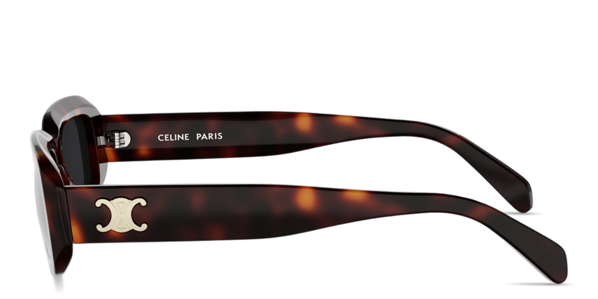 Shop CELINE Triomphe Rectangle Sunglasses in Dark Havana online.