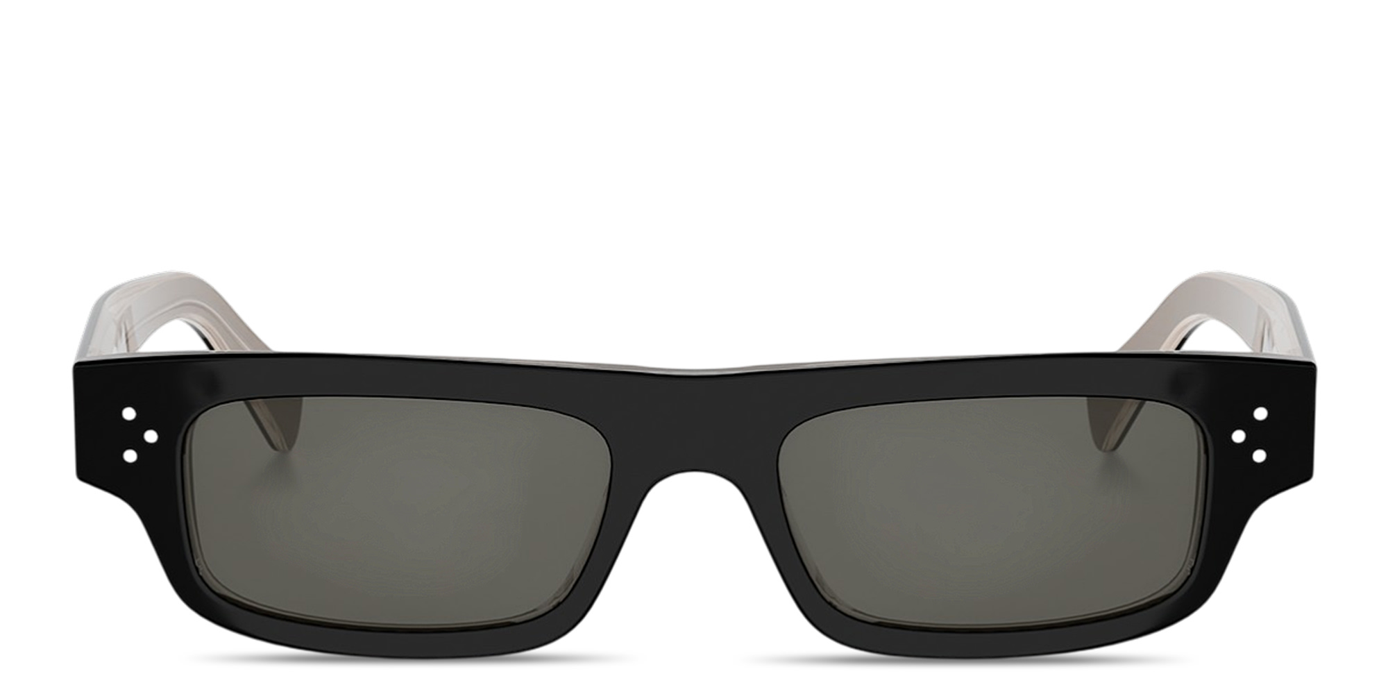 Shop CELINE 3 Dots HD Rectangle Sunglasses in Black Transparent Beige online.