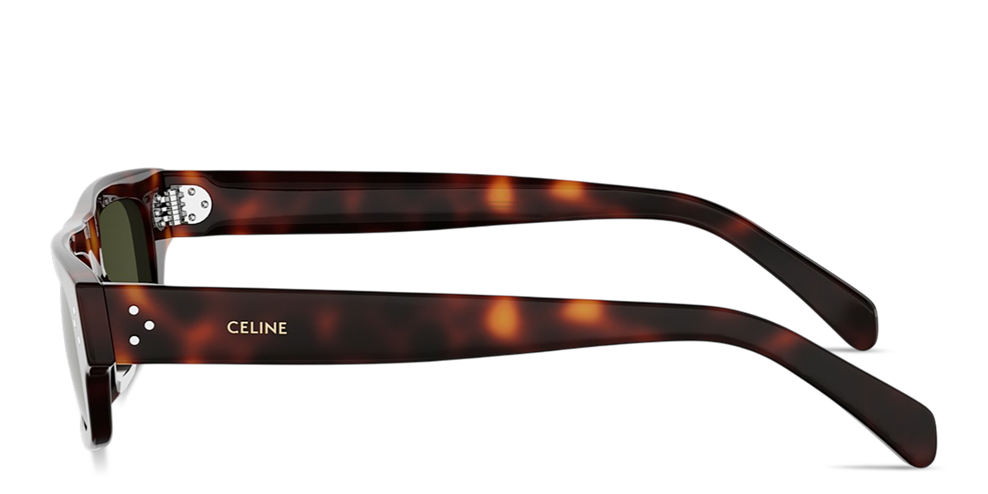 Shop CELINE 3 Dots HD Rectangle Sunglasses in Dark Havana online.