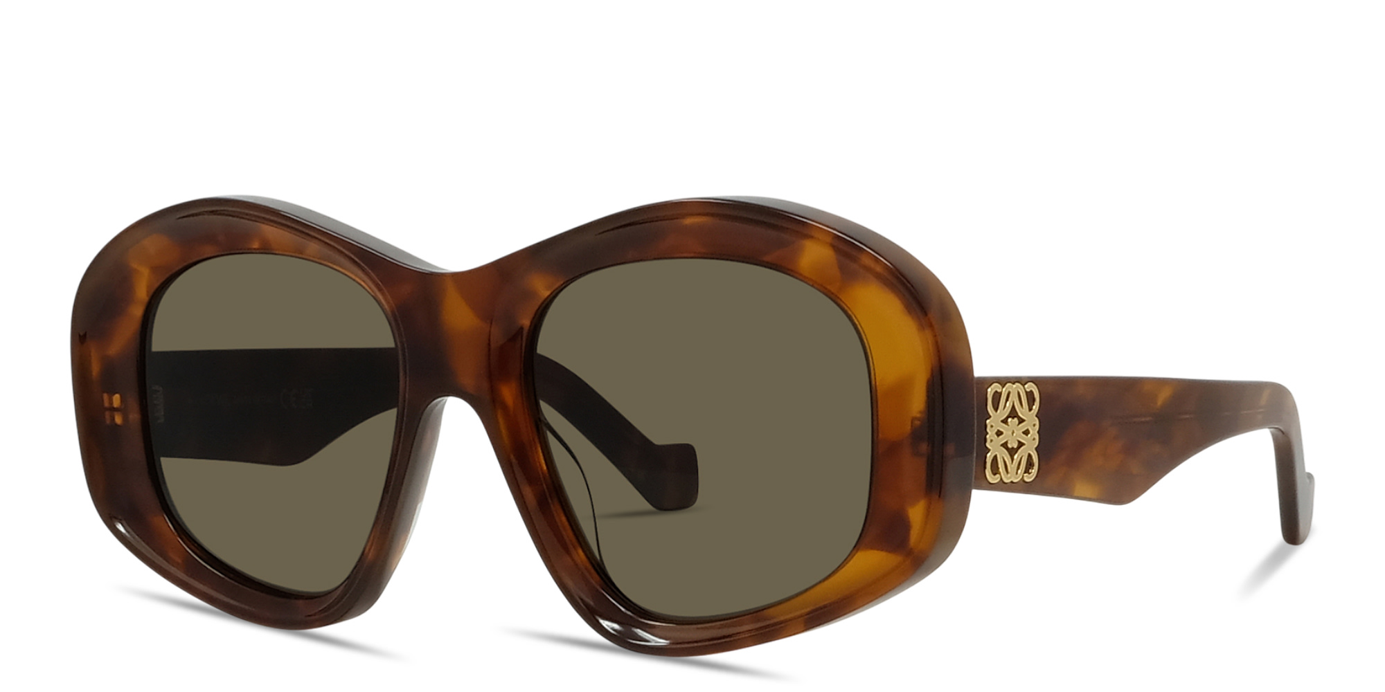 تسوق نظارات شمسية غير منتظمة كبيرة بشعار أناغرام لويفي بلون هافان كهرماني أونلاين.