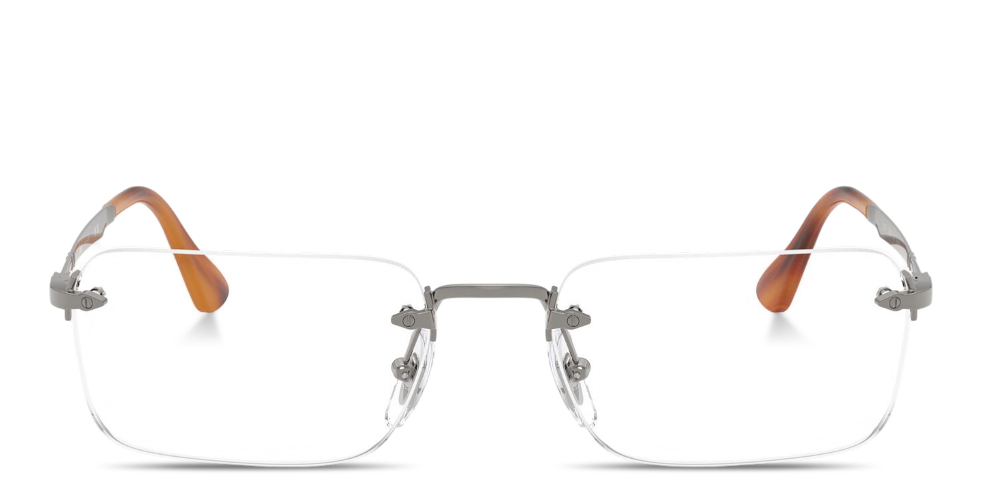 Shop PERSOL Luc Unisex Wide Rimless Rectangle Eyeglasses in Gunmetal online.