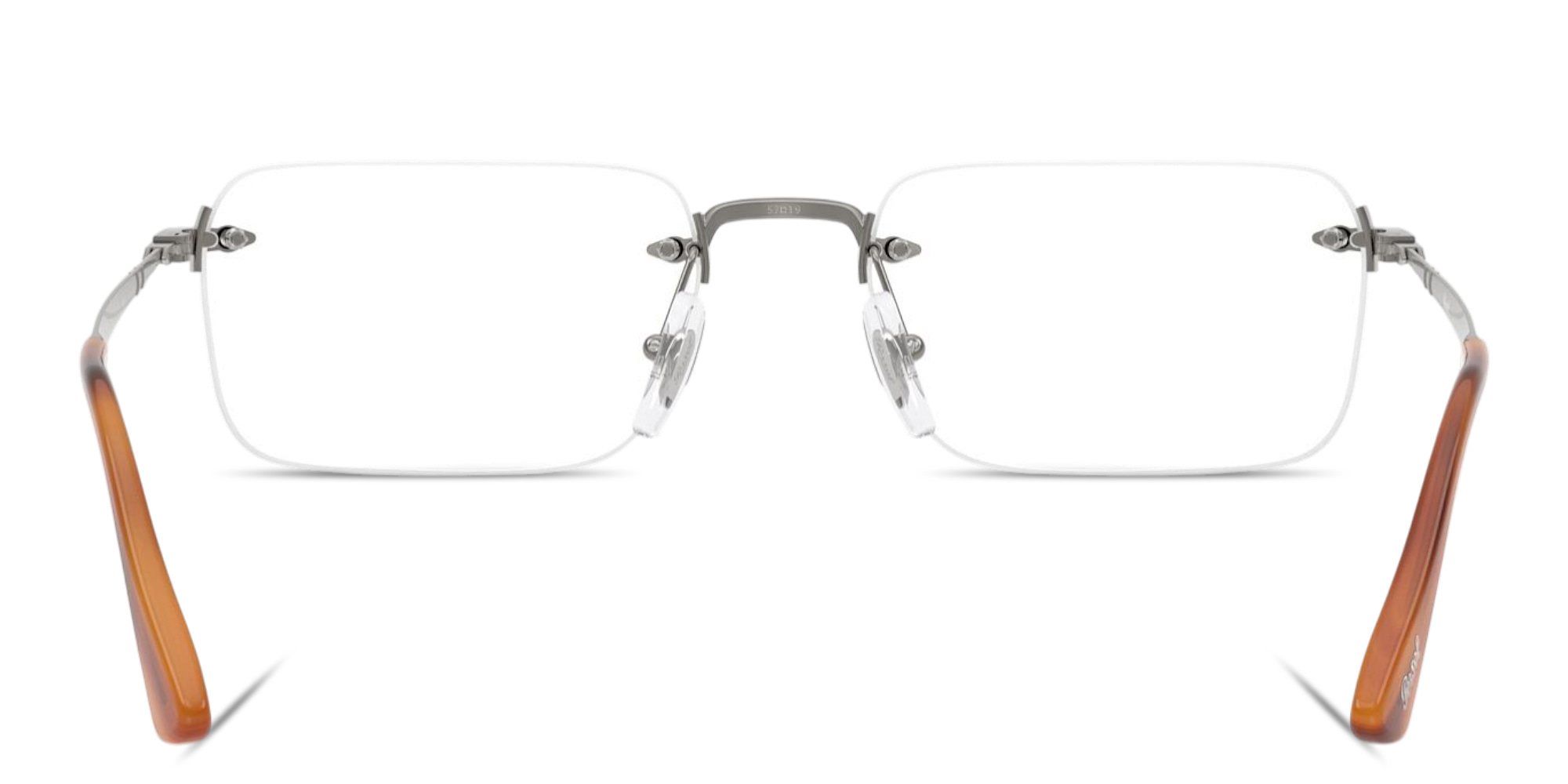 Shop PERSOL Luc Unisex Wide Rimless Rectangle Eyeglasses in Gunmetal online.