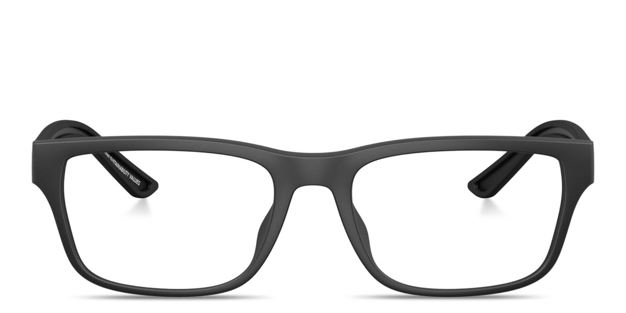 Shop Emporio Armani Eagle Logo Pillow Eyeglasses in Rubber Matte Black online.