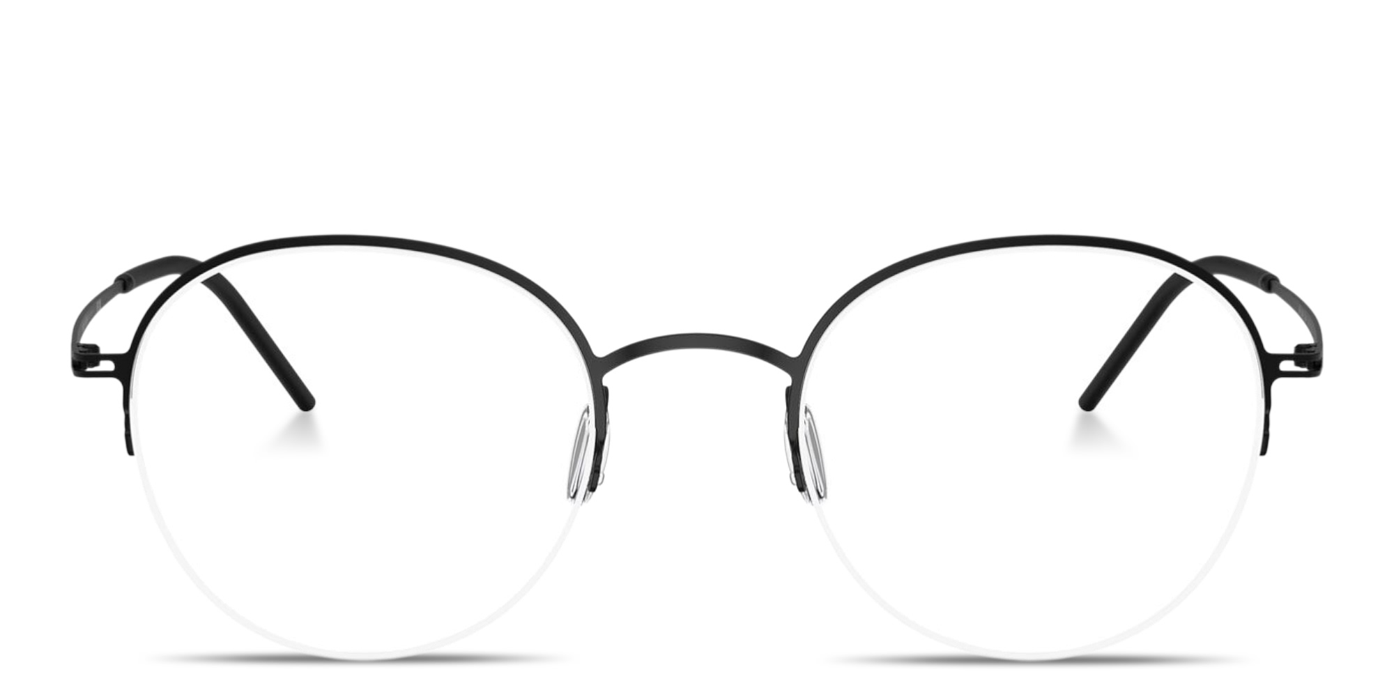 Shop GIORGIO ARMANI Engraved Logo Half-Rim Panthos Eyeglasses in Matte Black online.