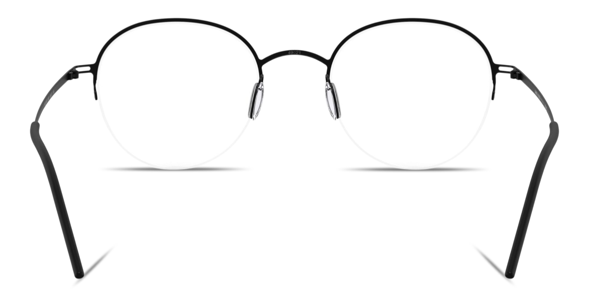 Shop GIORGIO ARMANI Engraved Logo Half-Rim Panthos Eyeglasses in Matte Black online.